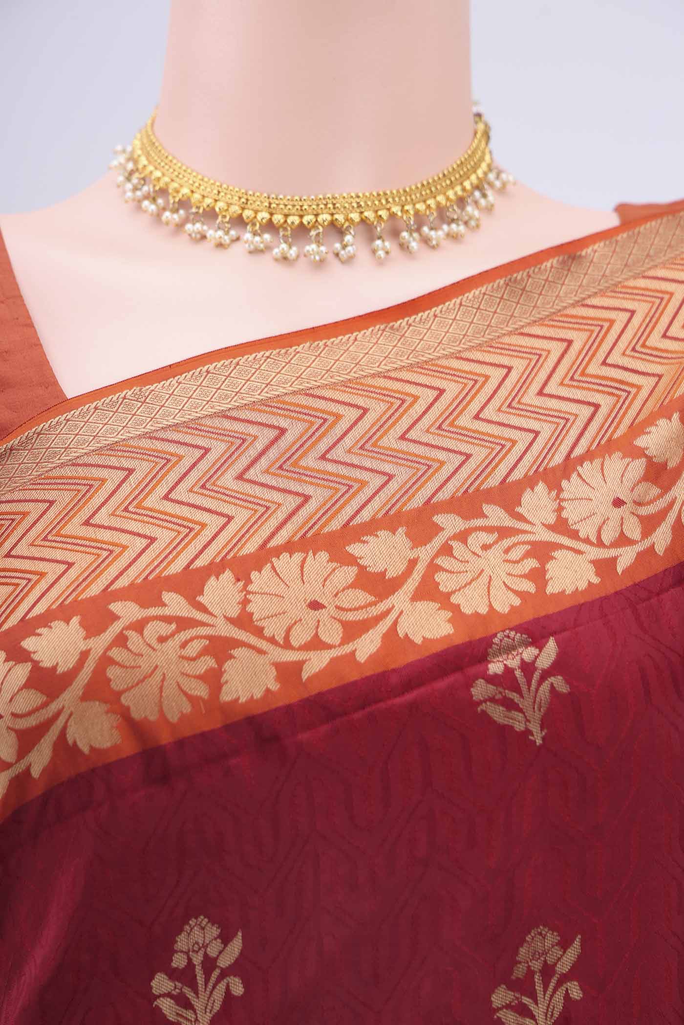 Maroon Soft Silk Saree - Image 2
