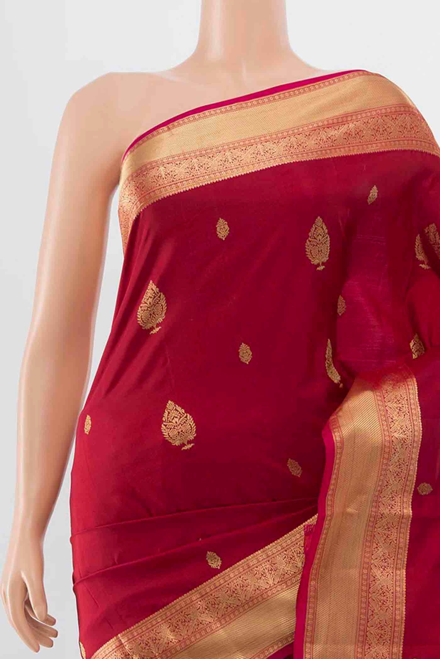Maroon Soft Silk Saree - Image 2