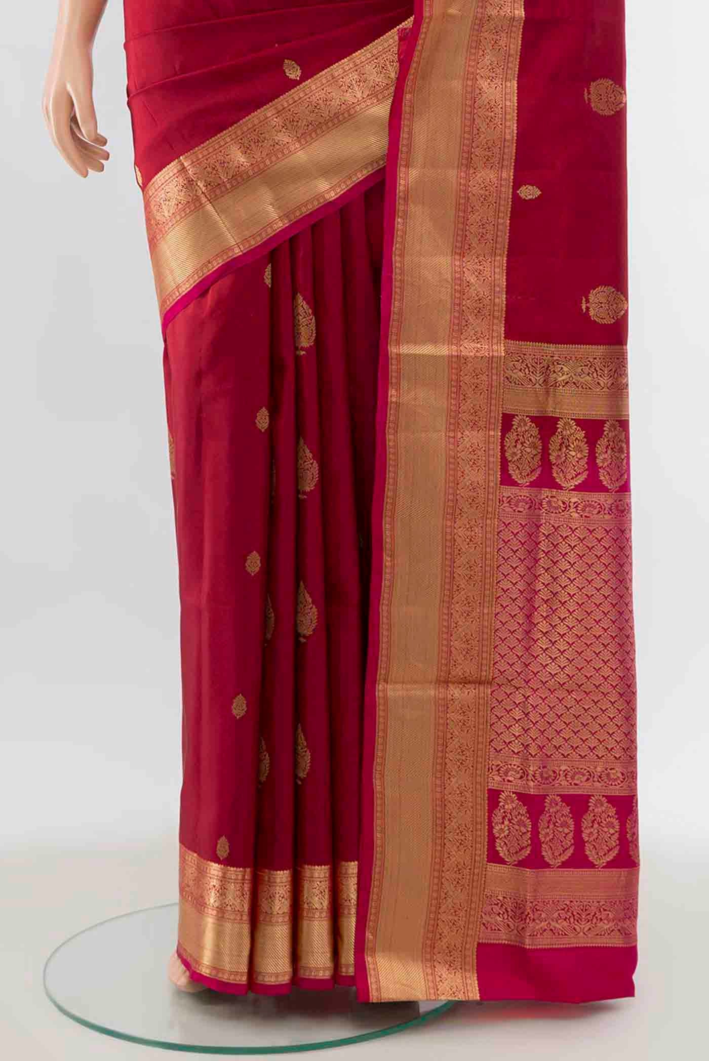 Maroon Soft Silk Saree - Image 3