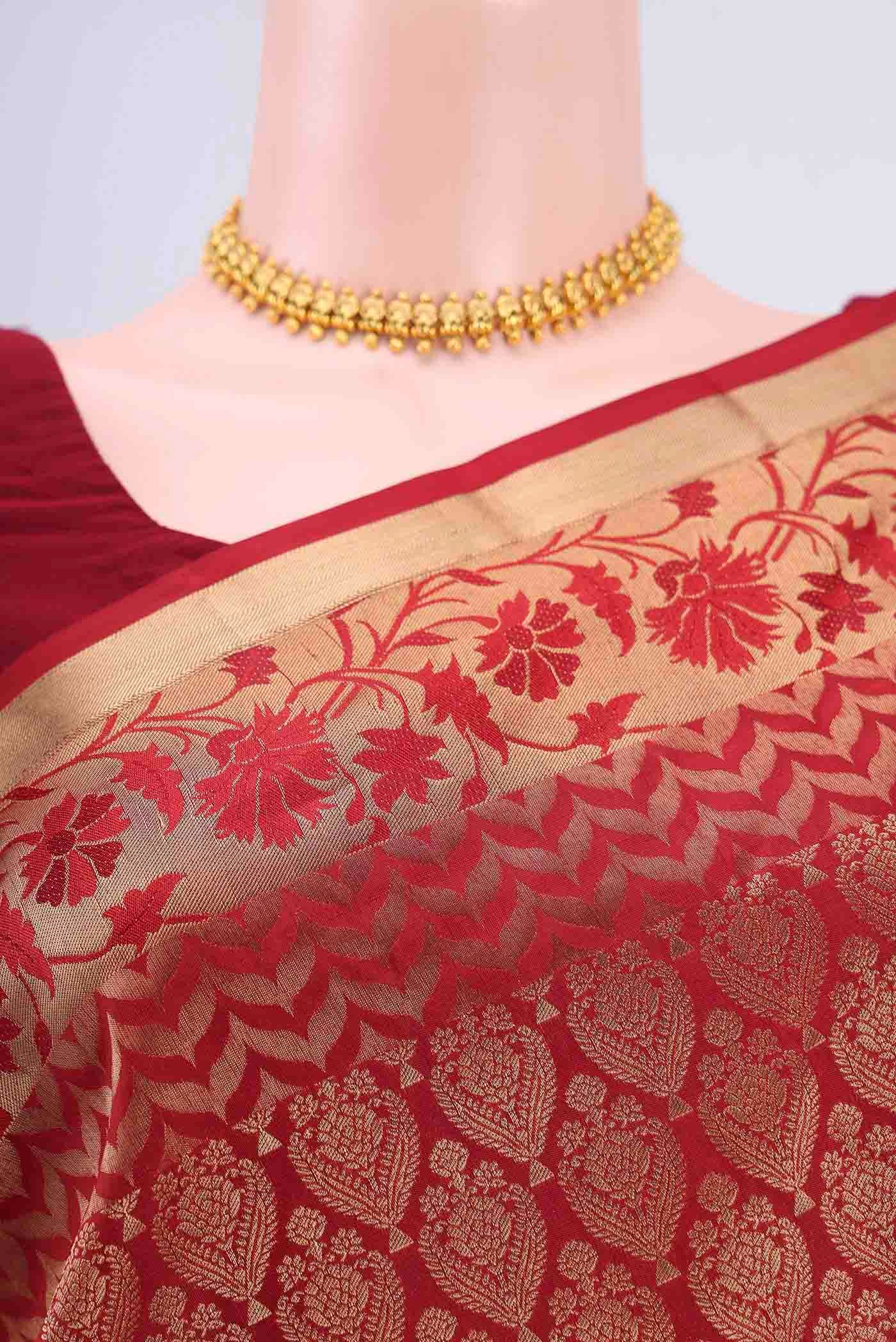 Maroon Soft Silk Saree - Image 2