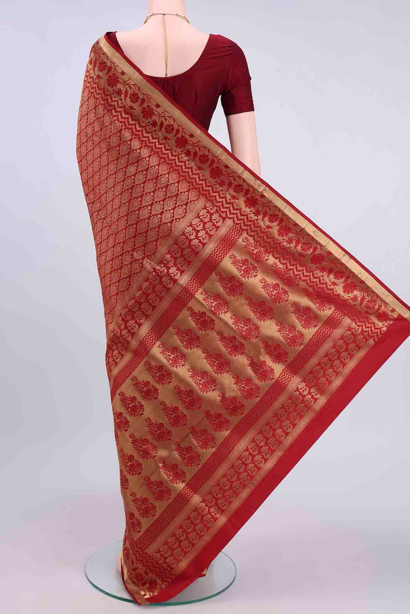 Maroon Soft Silk Saree - Image 3