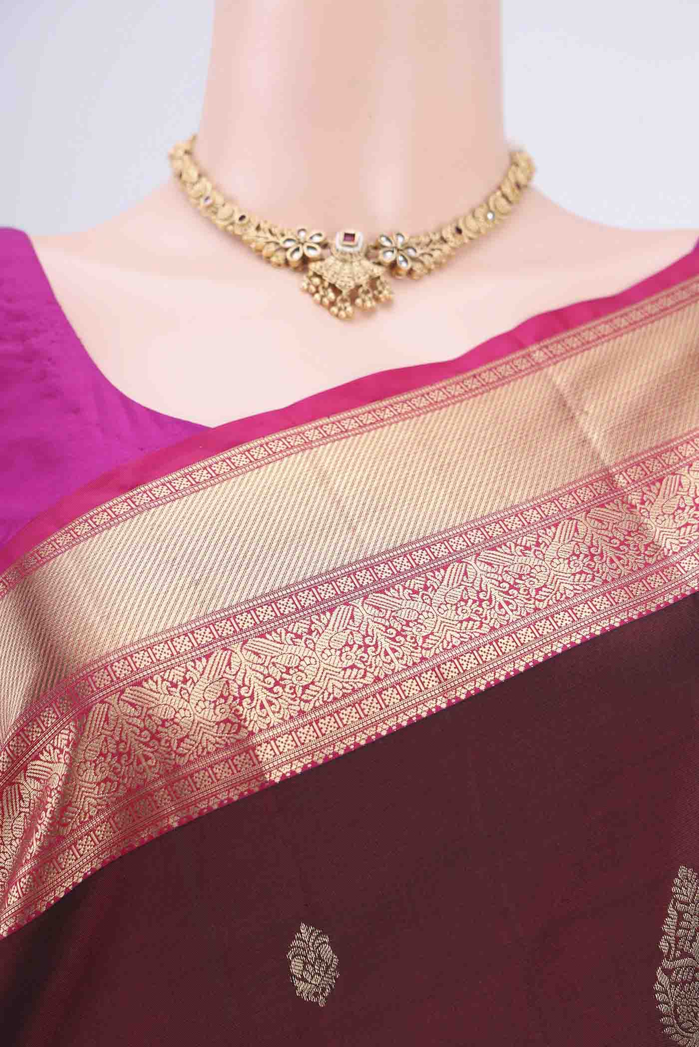 Maroon Soft Silk Saree - Image 2