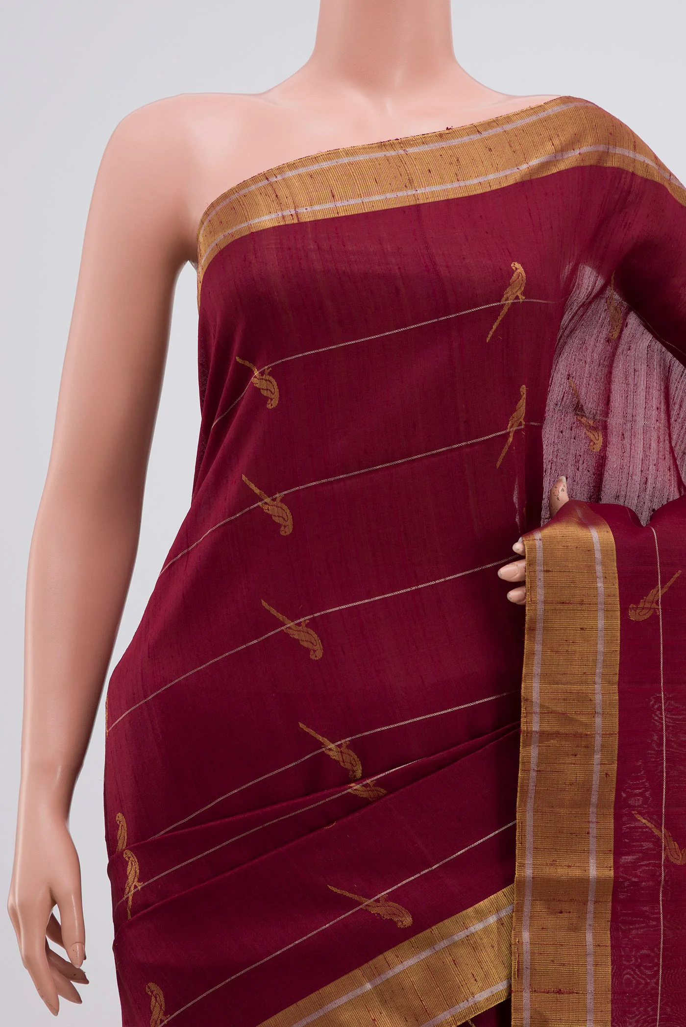 Maroon Soft Silk Saree - Image 2