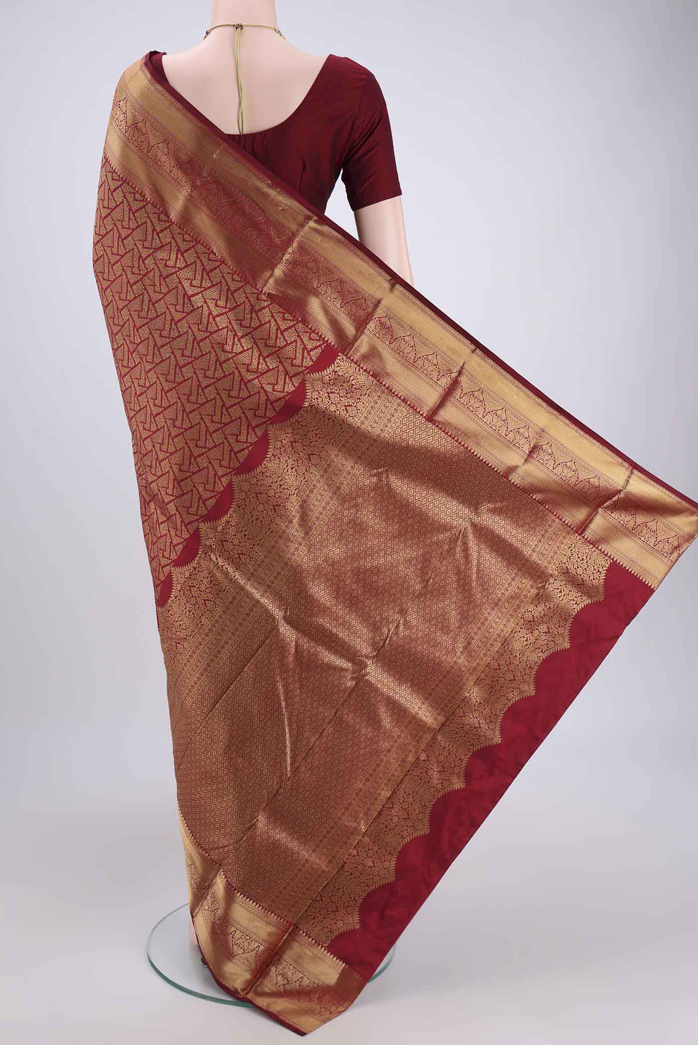 Maroon Bangalore Silk Saree - Image 3