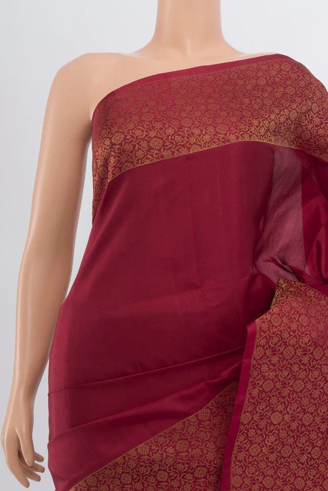 Maroon Soft Silk Saree - Image 2