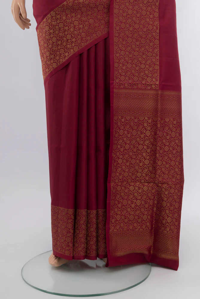 Maroon Soft Silk Saree - Image 3