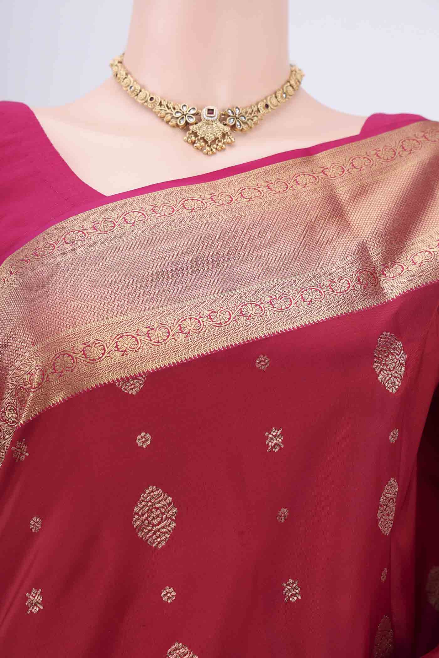 Maroon Soft Silk Saree - Image 2