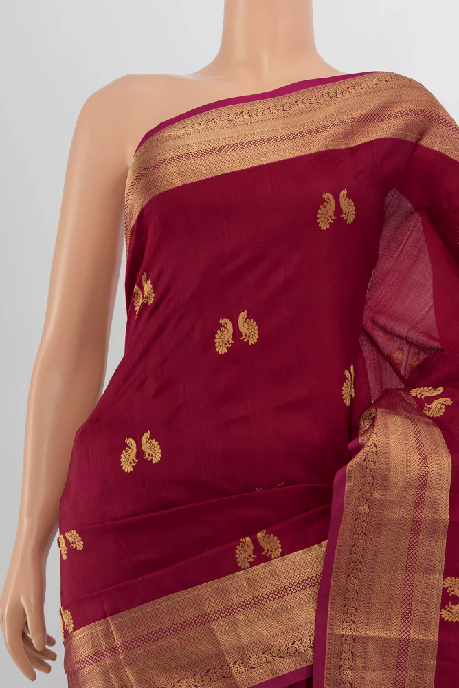 Maroon Soft Silk Saree - Image 2