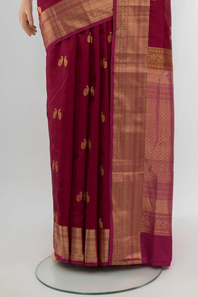 Maroon Soft Silk Saree - Image 3