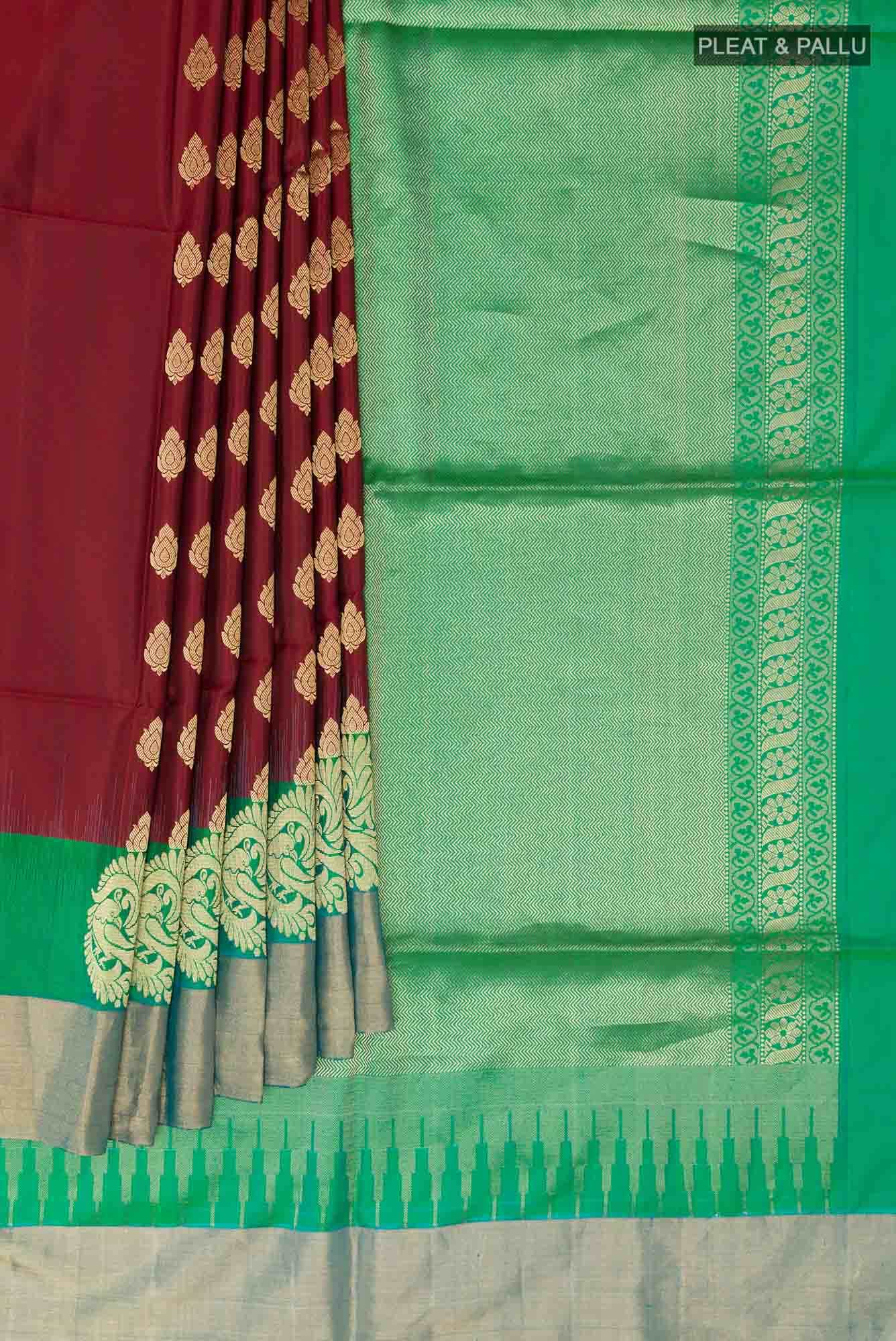 Maroon Soft Silk Saree - Image 2