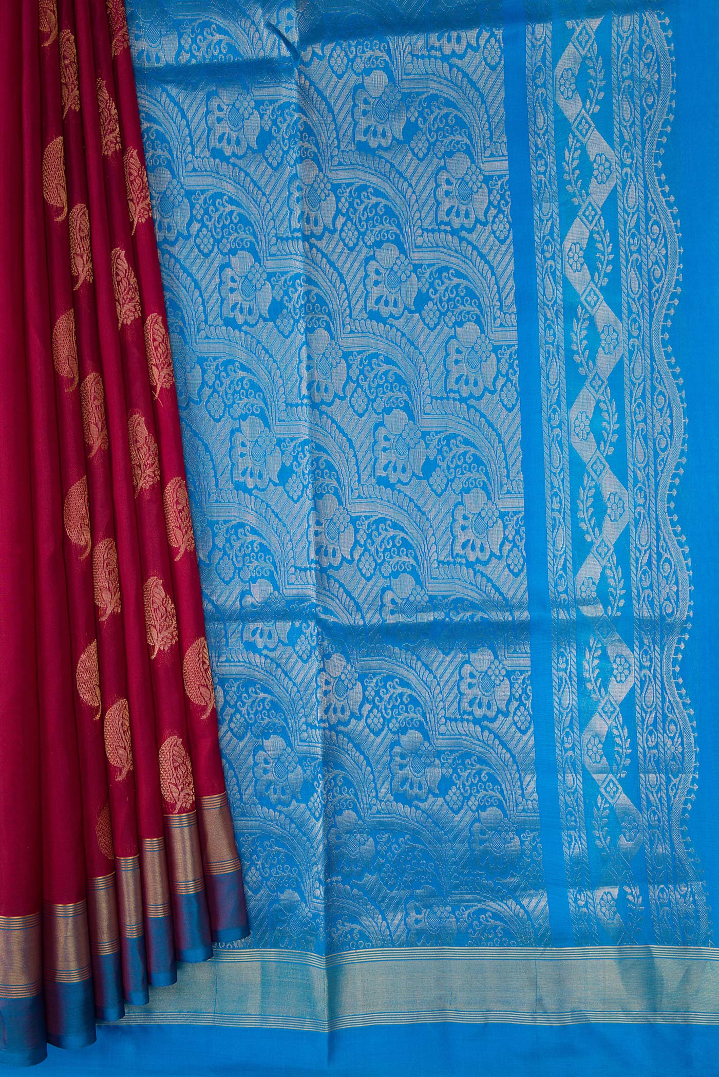 Maroon Soft Silk Saree - Image 4