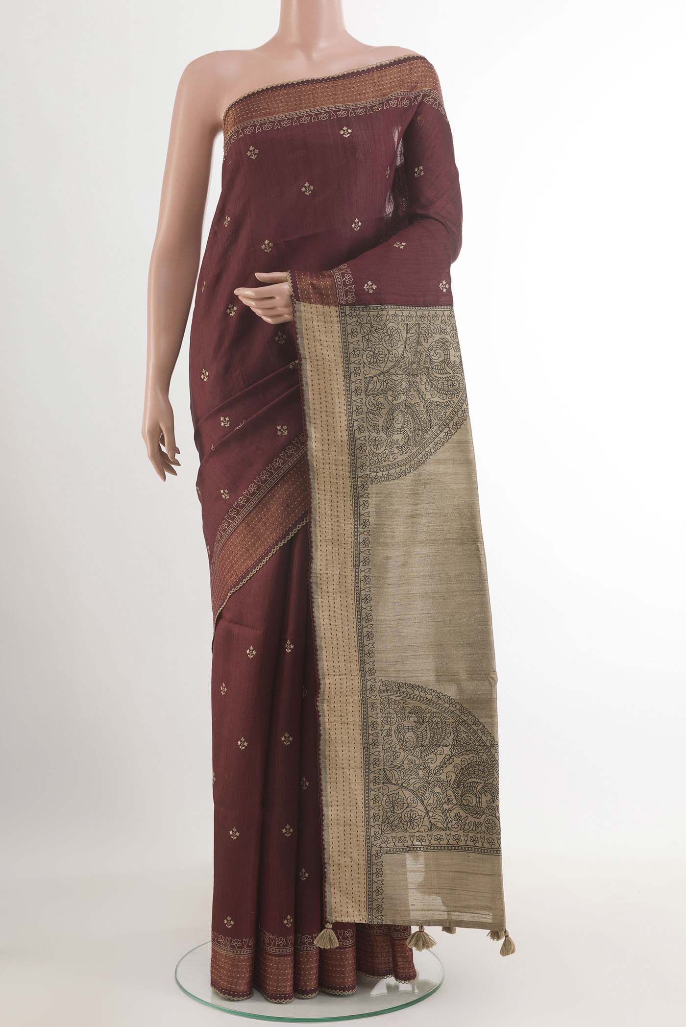 Coffee Brown Tussar Saree