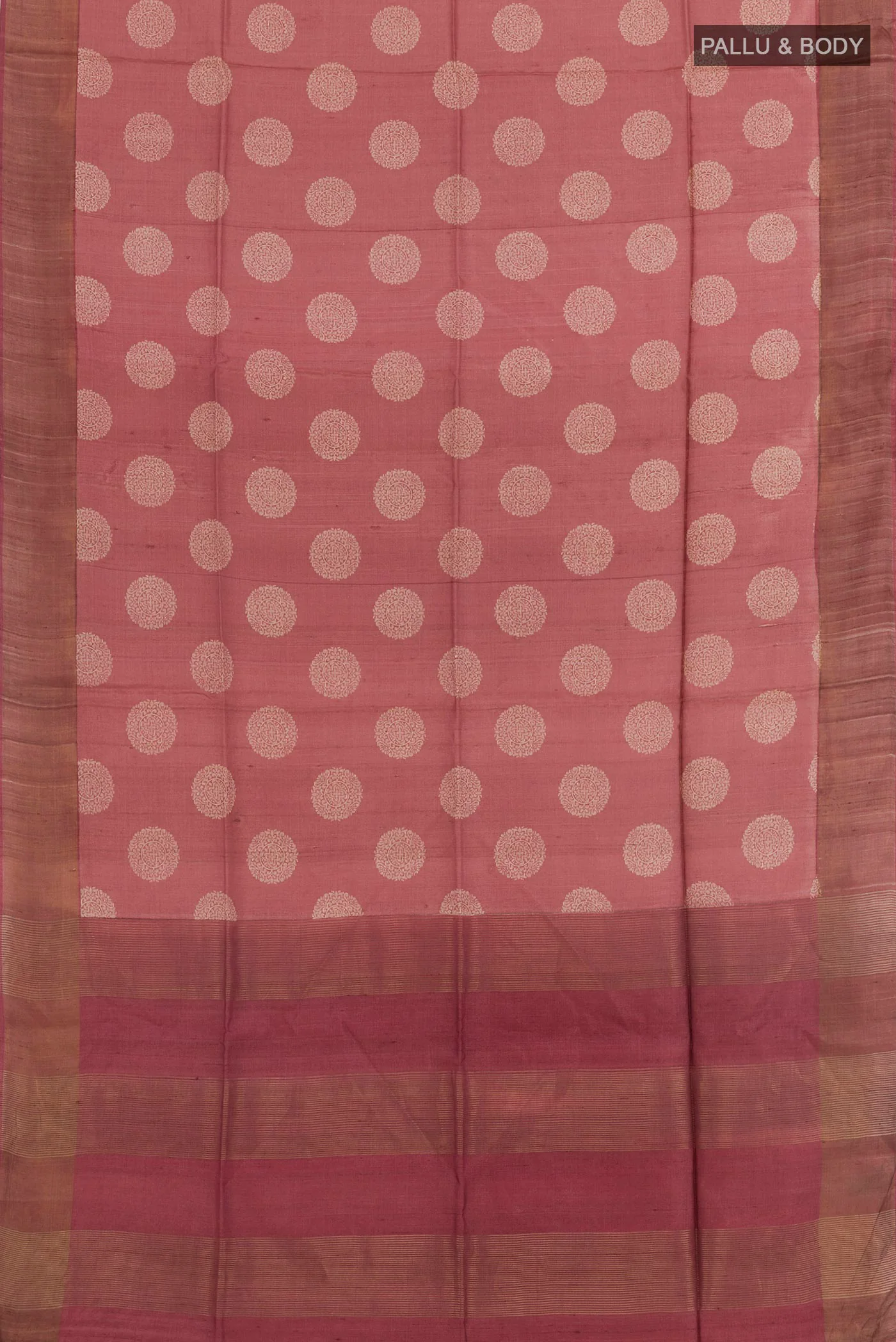 Rose Gold Tussar Silk Saree - Image 3
