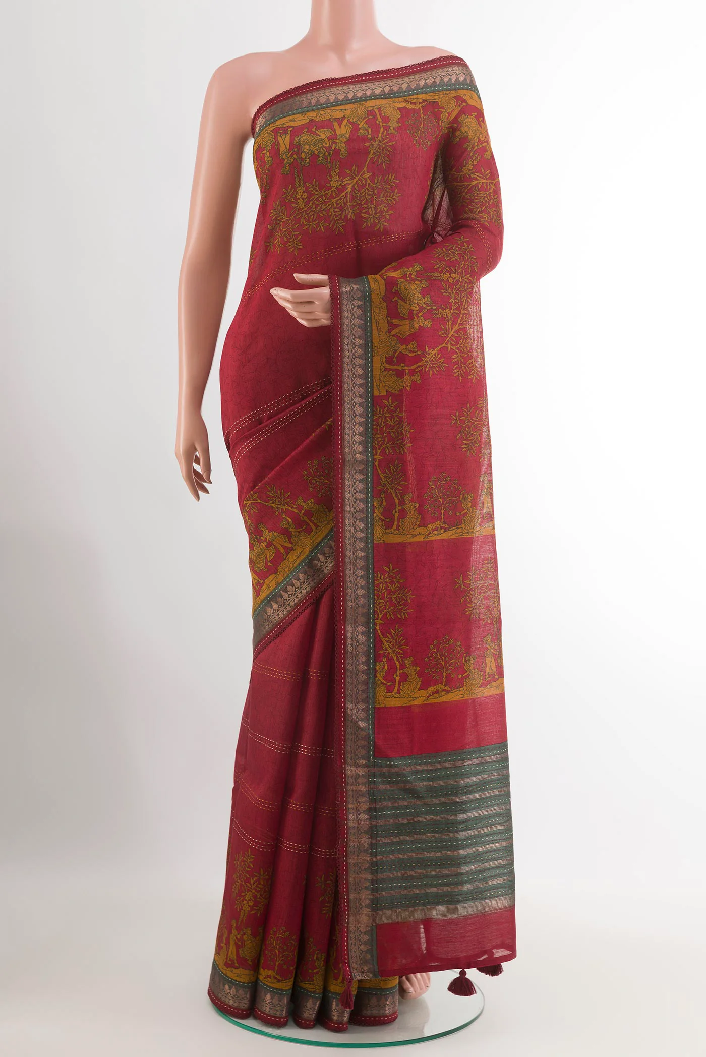 Maroon Tussar Saree
