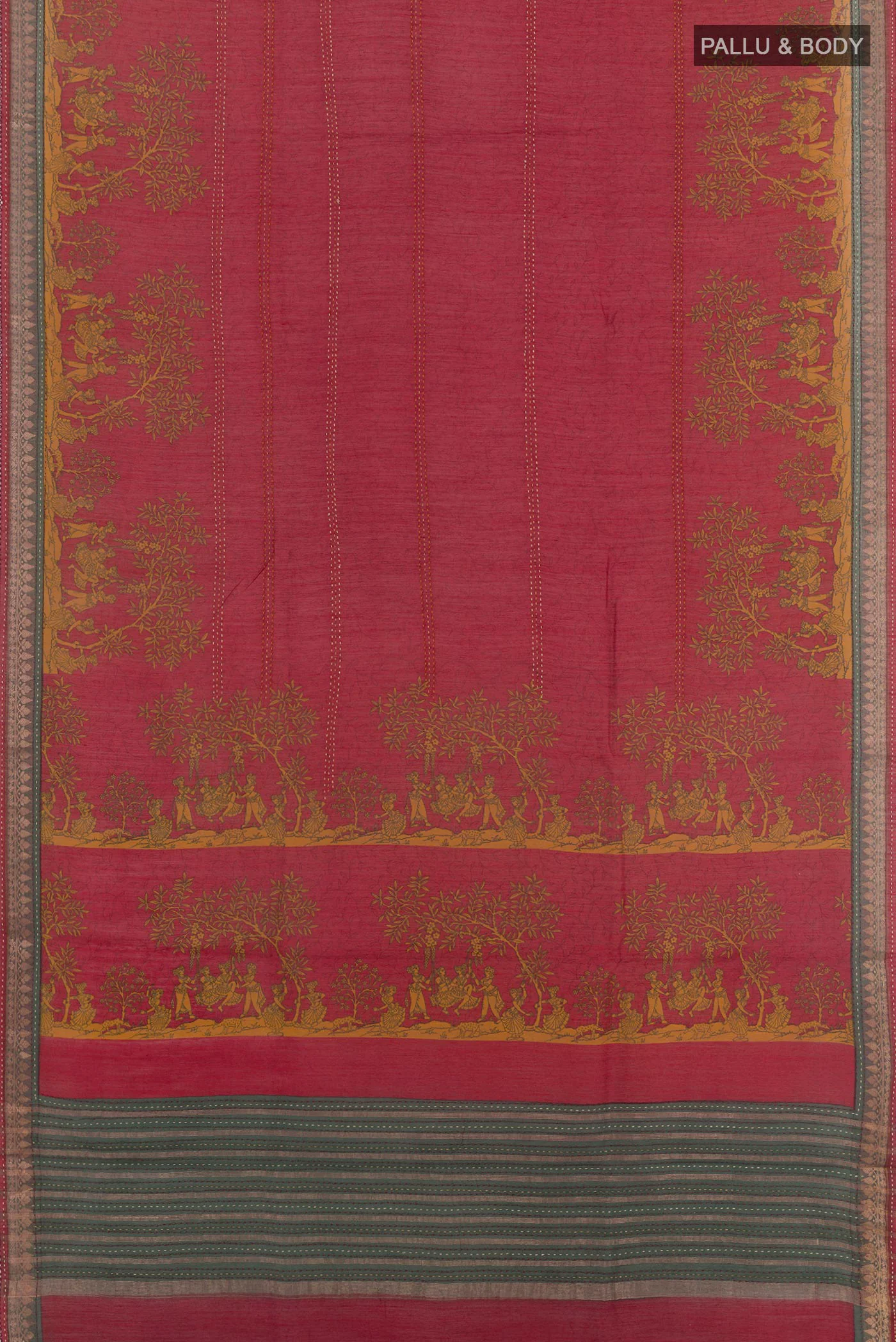 Maroon Tussar Saree - Image 3