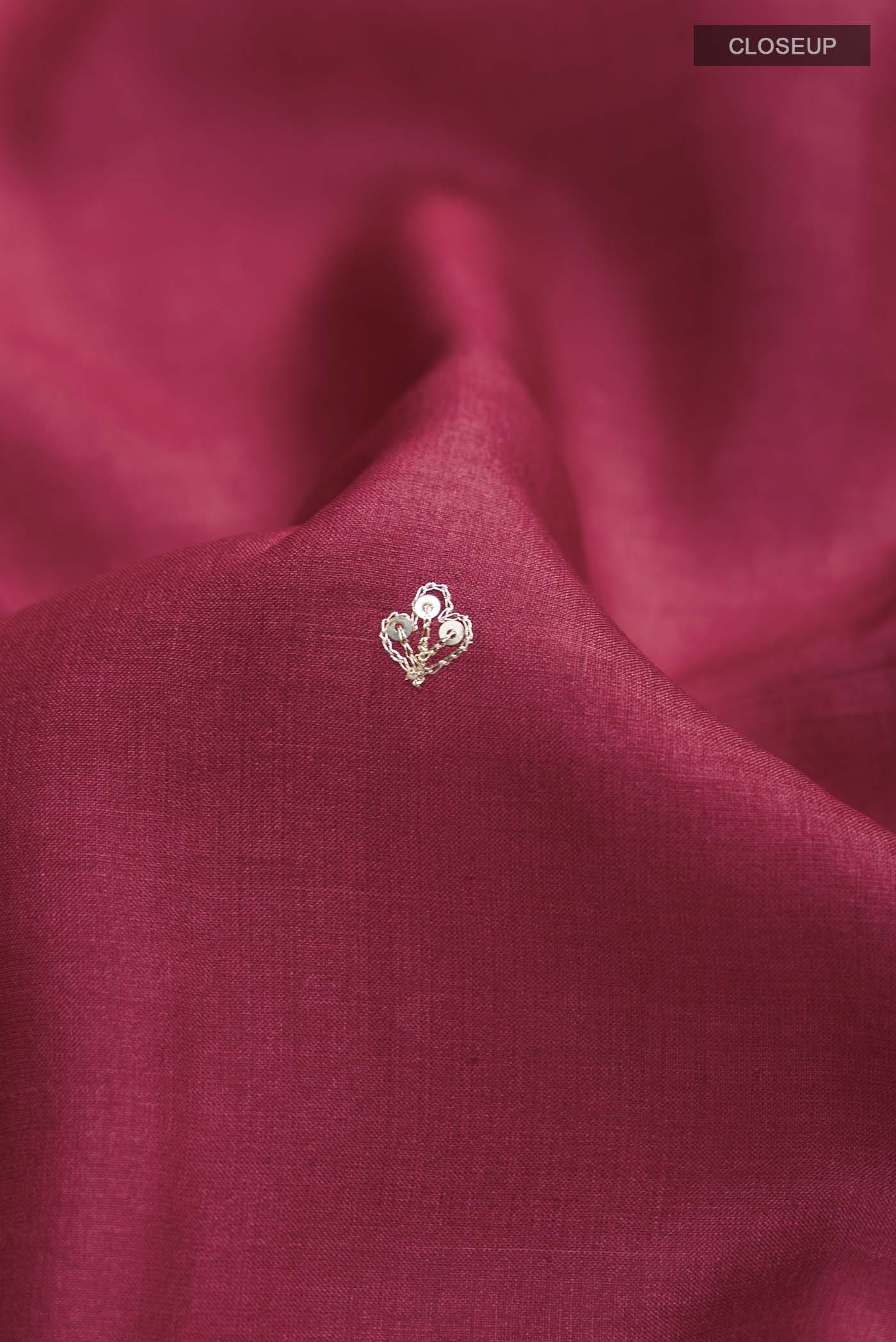 Maroon Tussar Silk Saree - Image 2