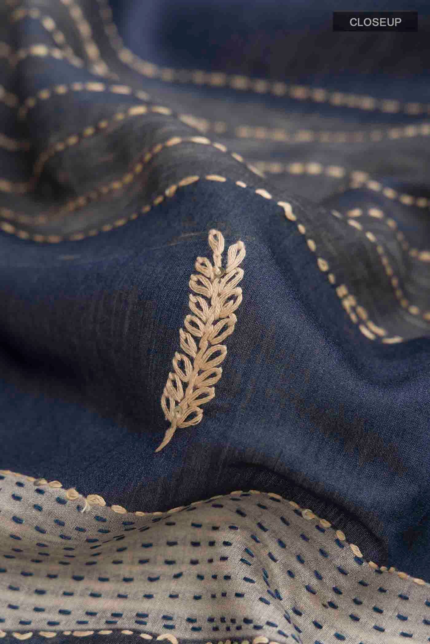Maroon Tussar Silk Saree - Image 2
