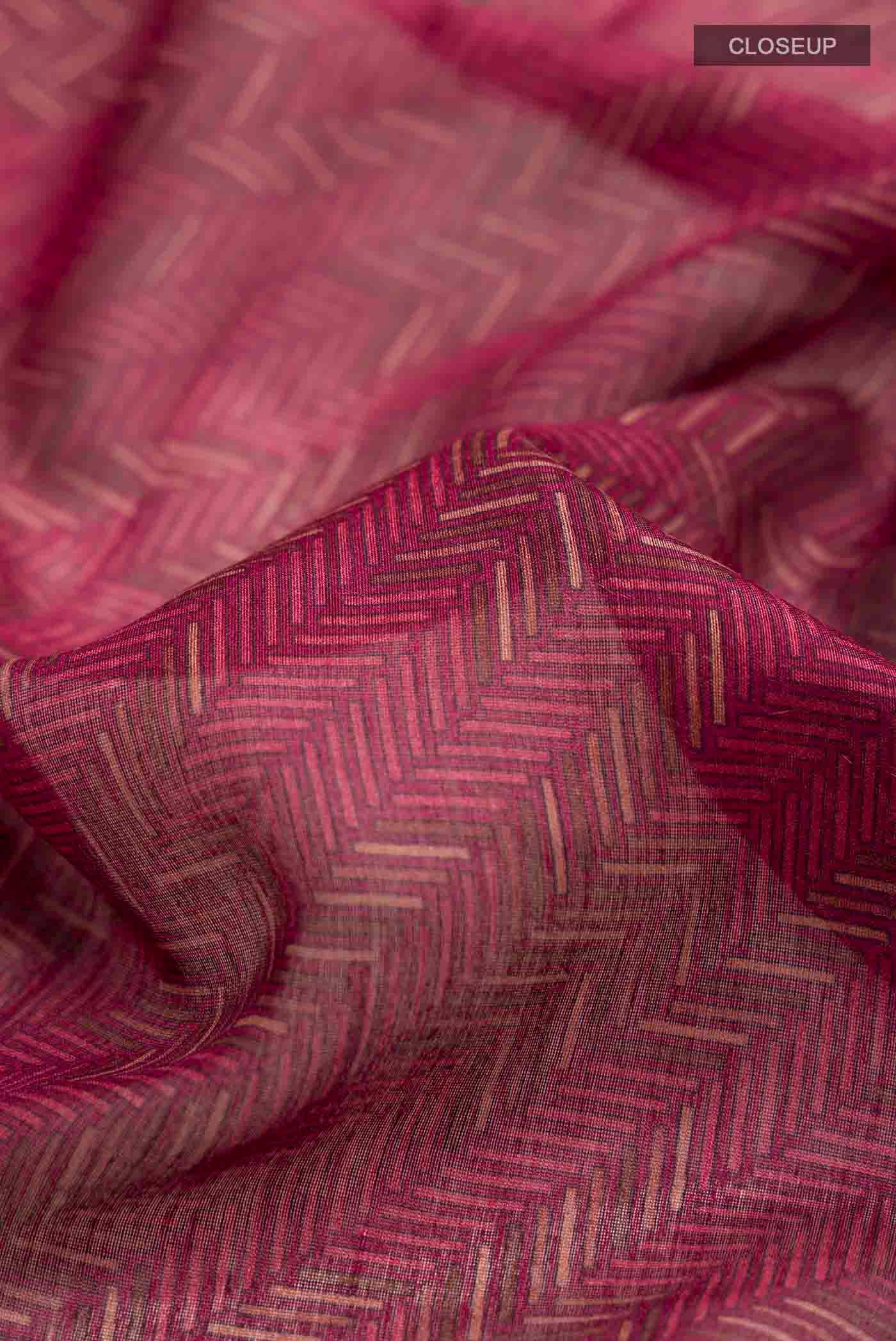 Maroon Tussar Silk Saree - Image 2