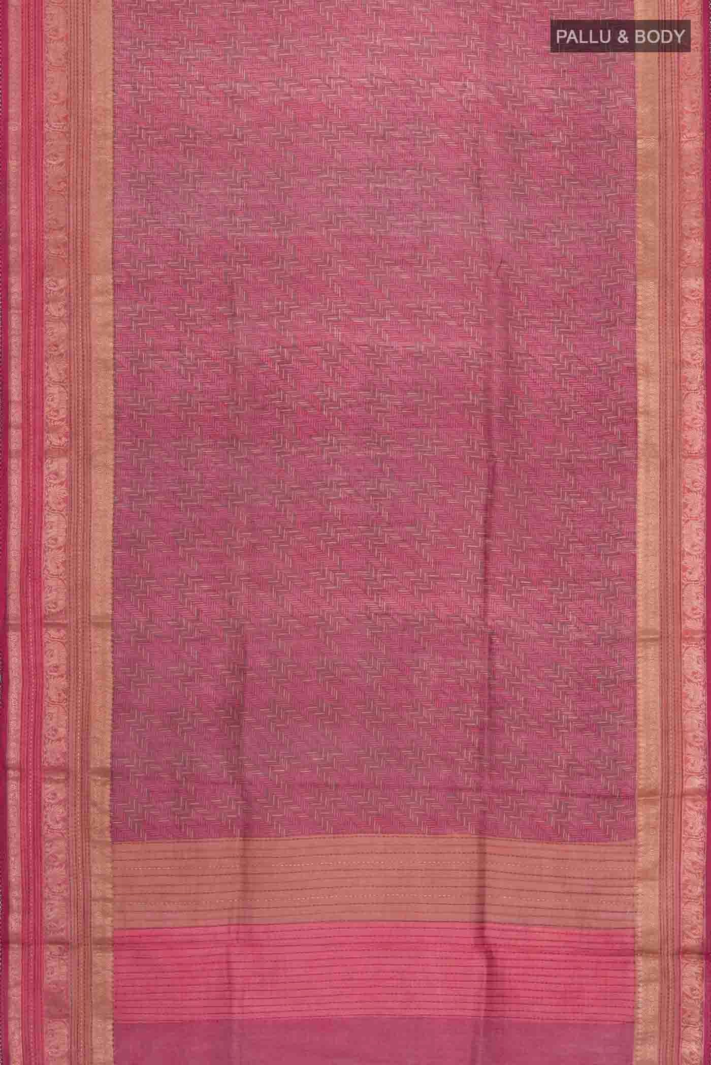 Maroon Tussar Silk Saree - Image 5