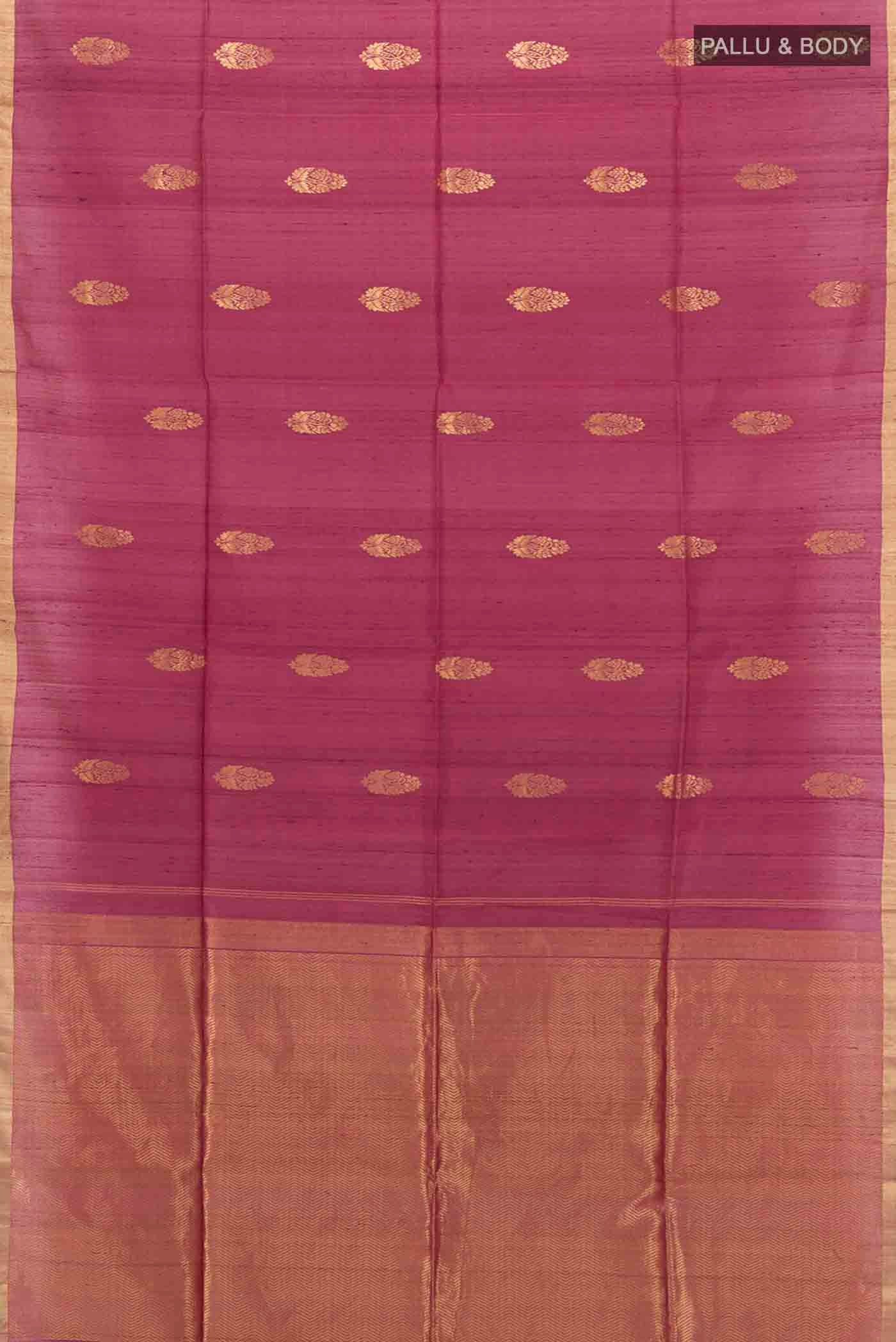 Maroon Tussar Silk Saree - Image 5