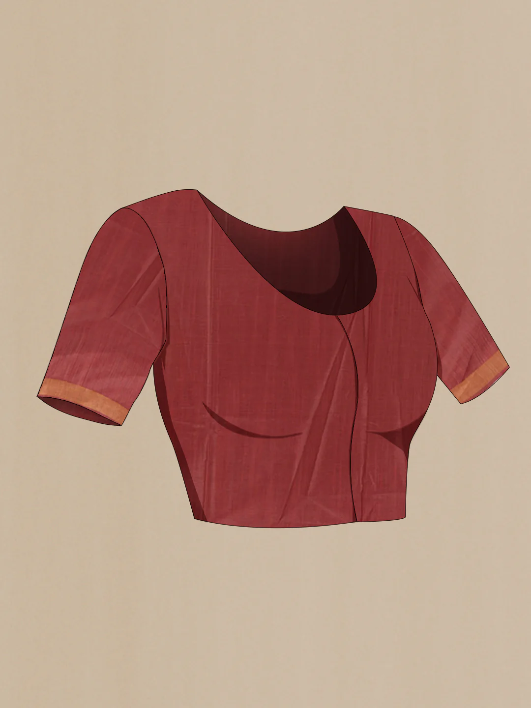 Rust Tussar Silk Saree - Image 2
