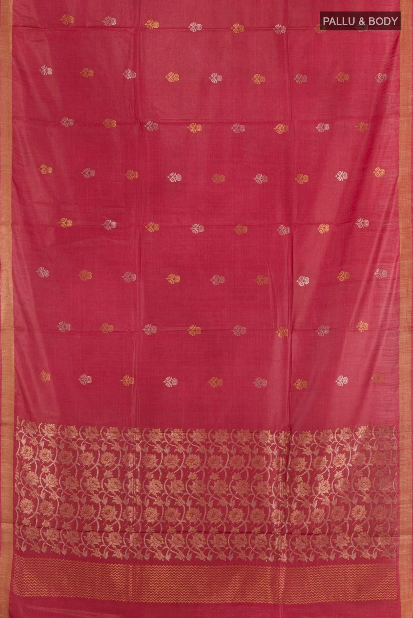 Maroon Tussar Silk Saree - Image 3