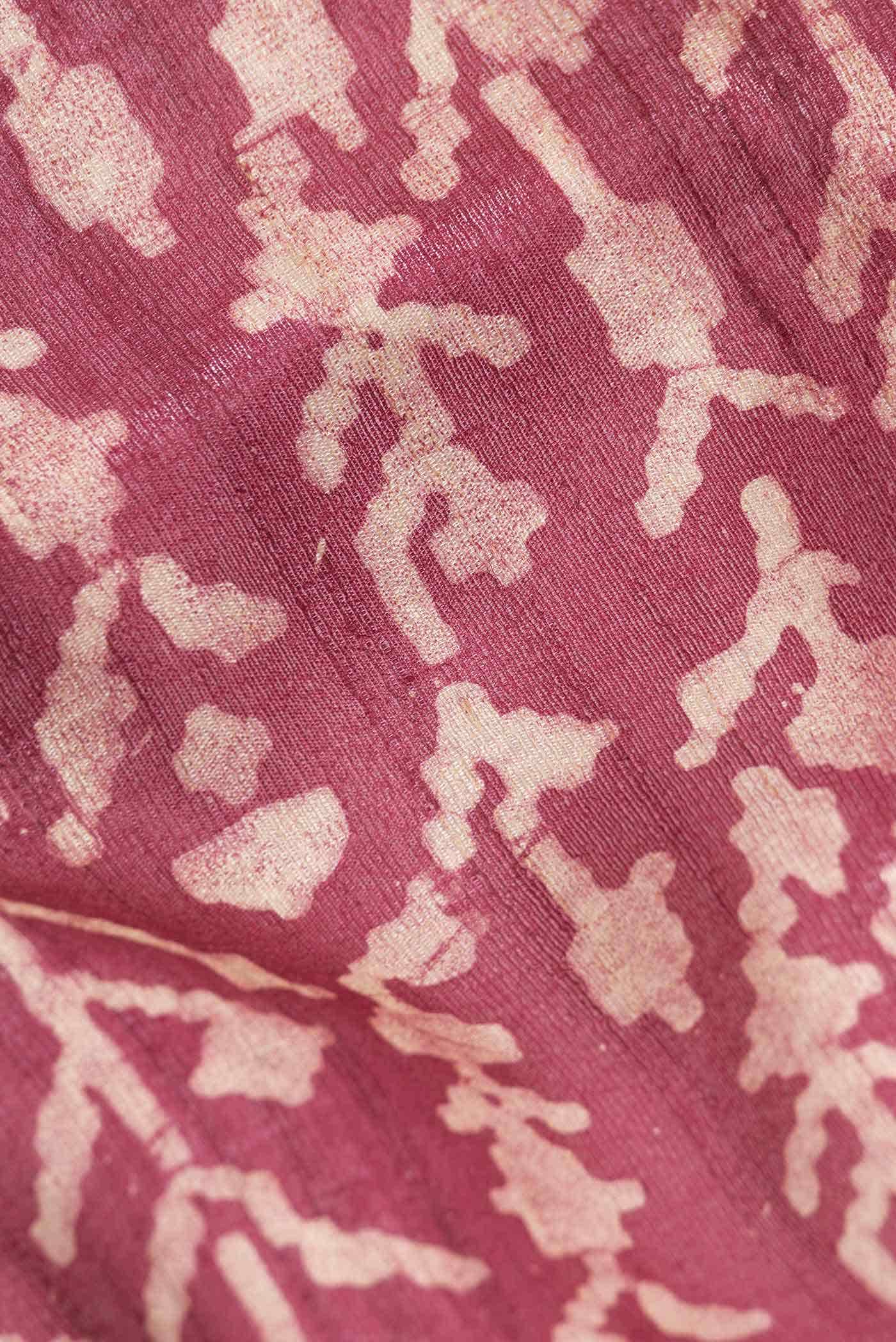 Maroon Tussar Silk Saree - Image 2