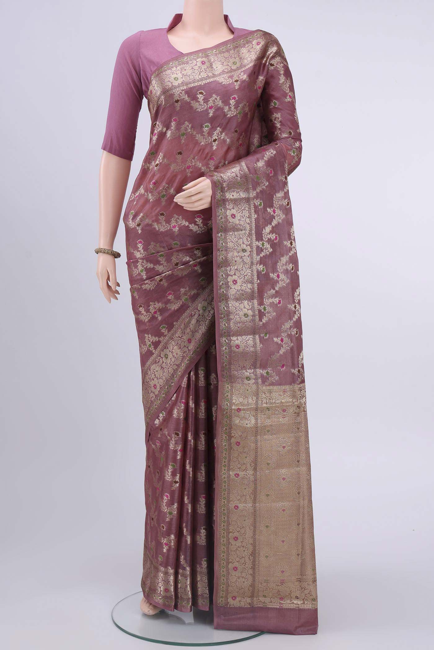 Mauve Banarasi Raw Silk Saree