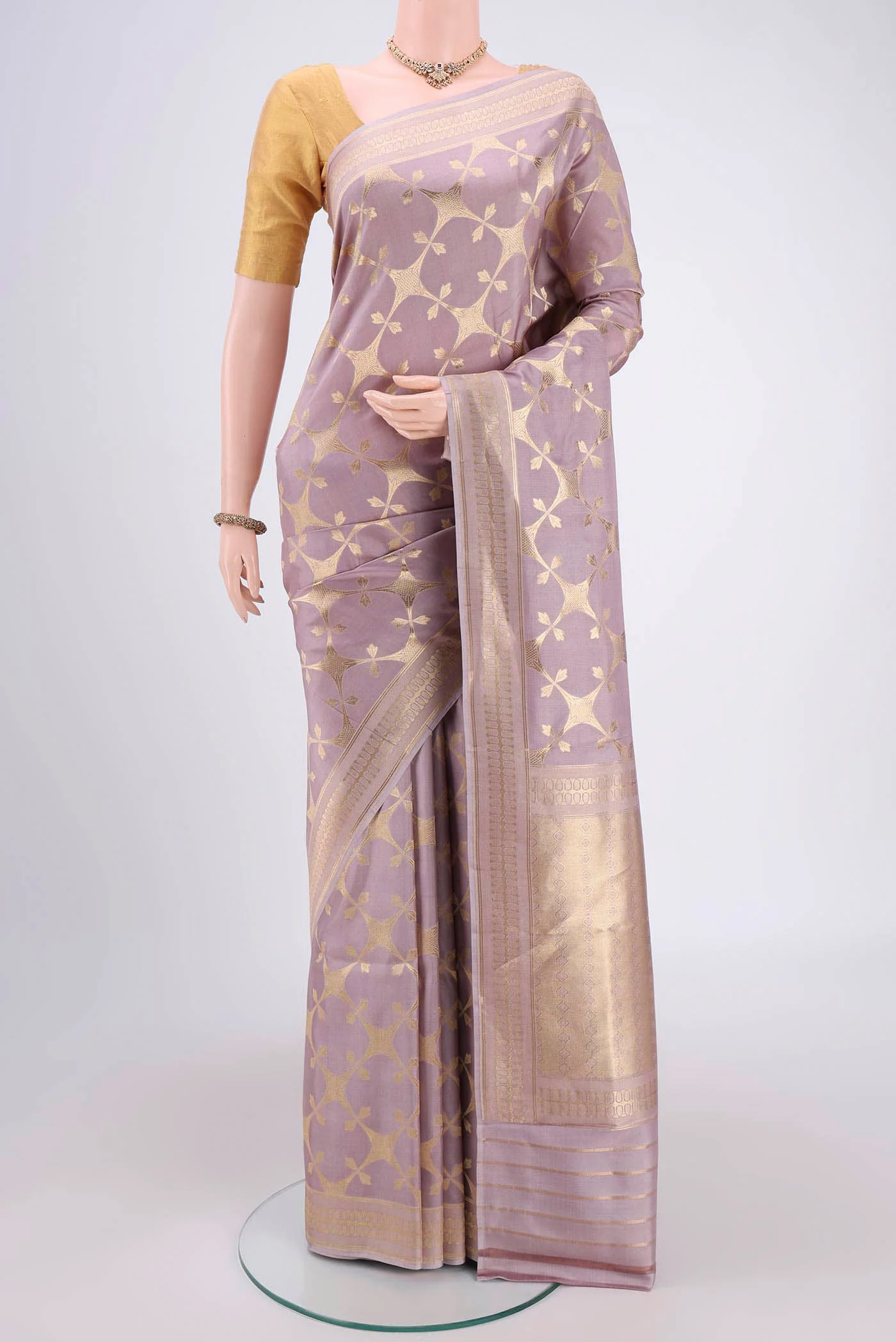 Lilac Banarasi Silk Saree