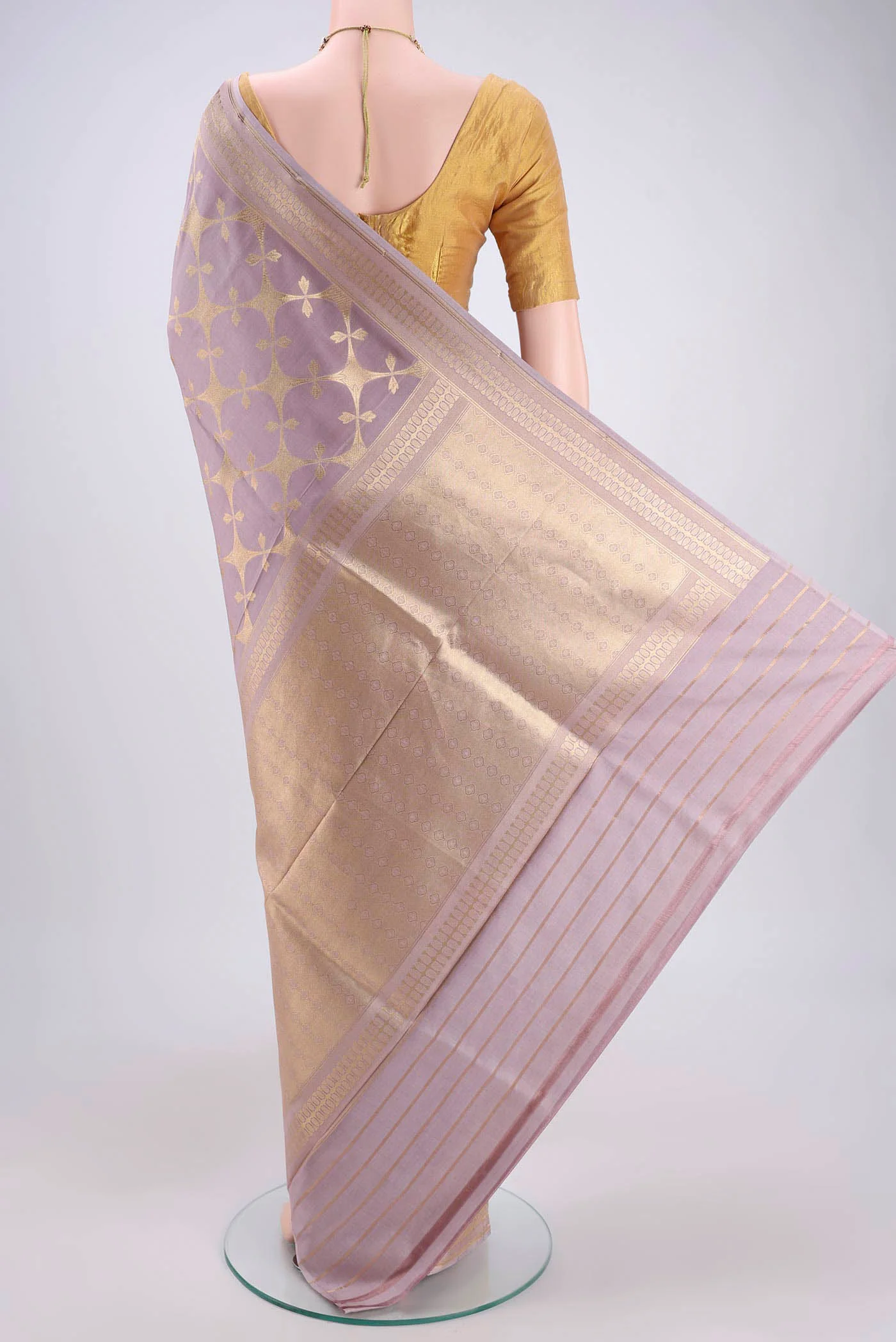 Lilac Banarasi Silk Saree - Image 3