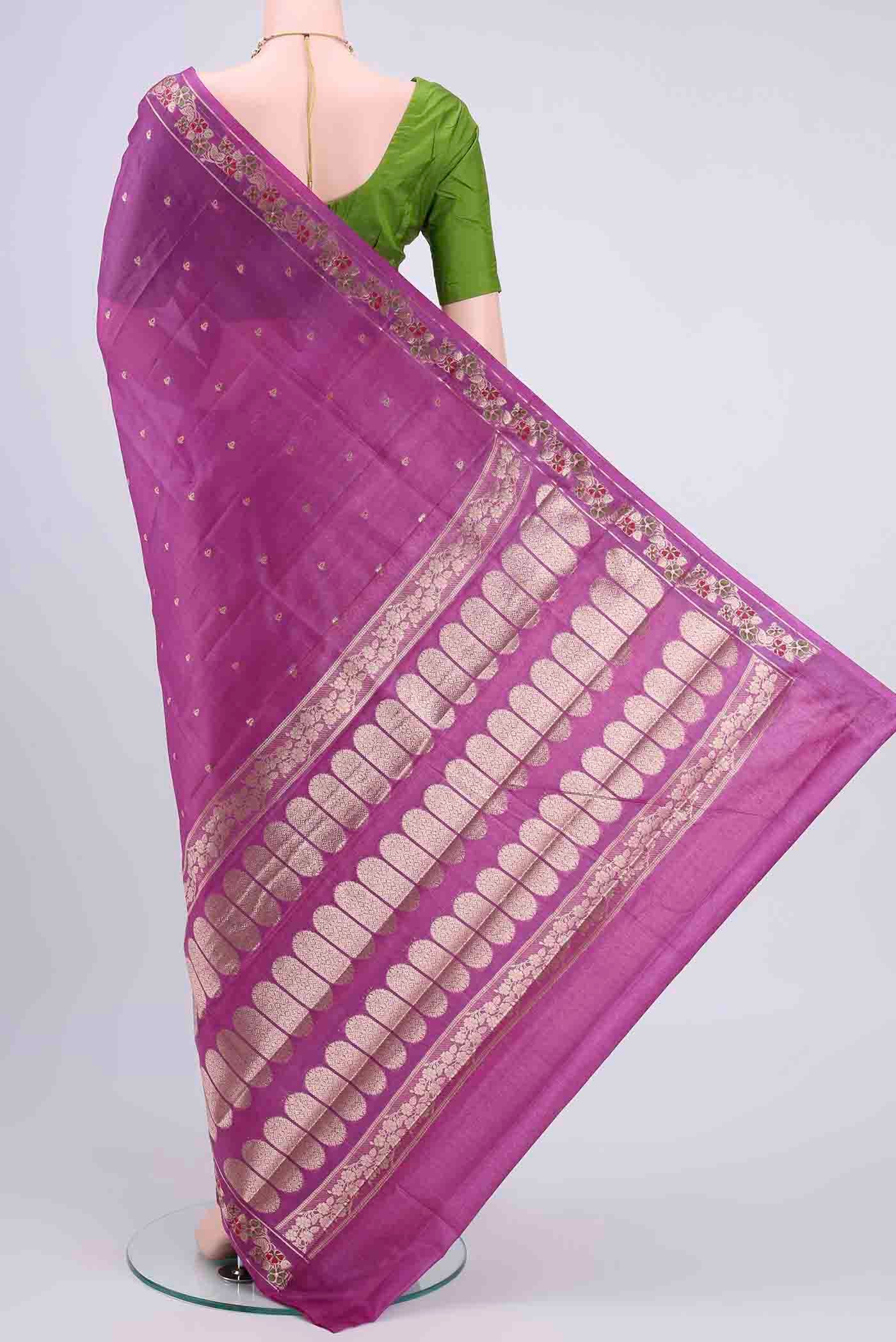 Mauve Banarasi Tussar Silk Saree - Image 3