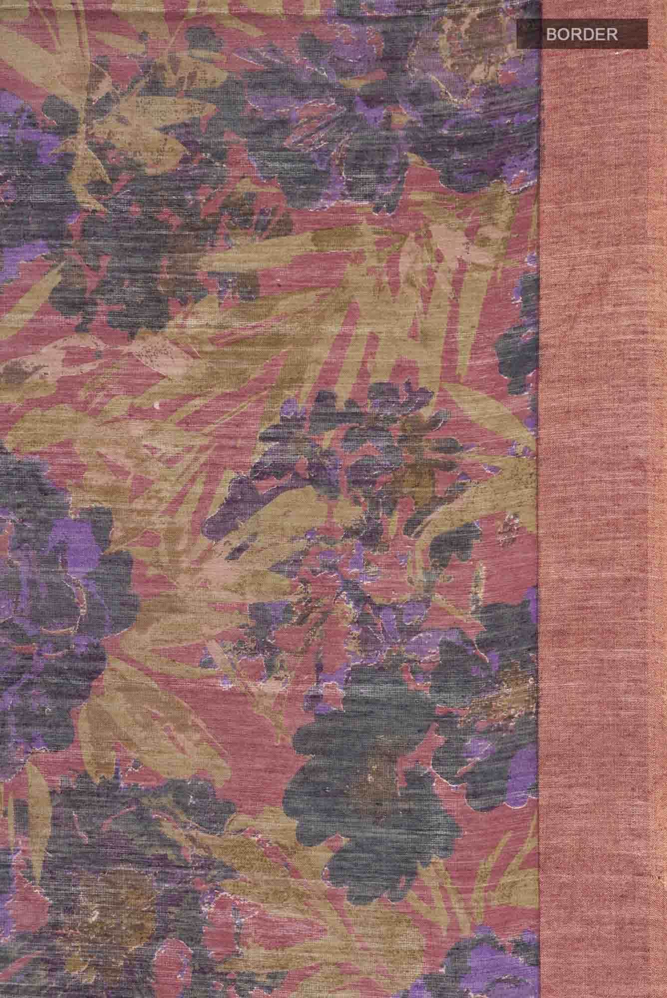 Mauve Bhagalpuri Tussar Silk Saree - Image 4