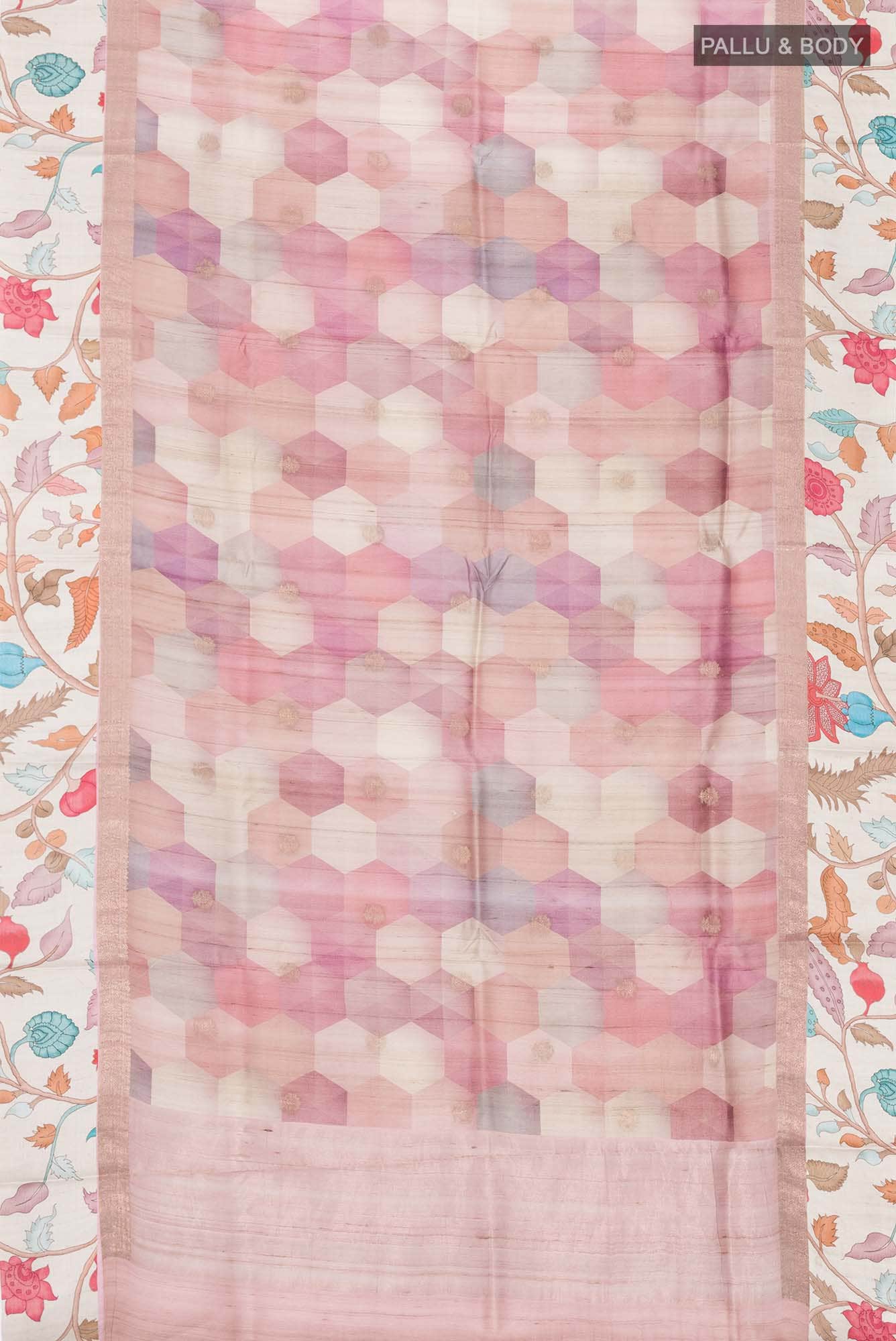 Mauve Bhagalpuri Tussar Silk Saree - Image 4
