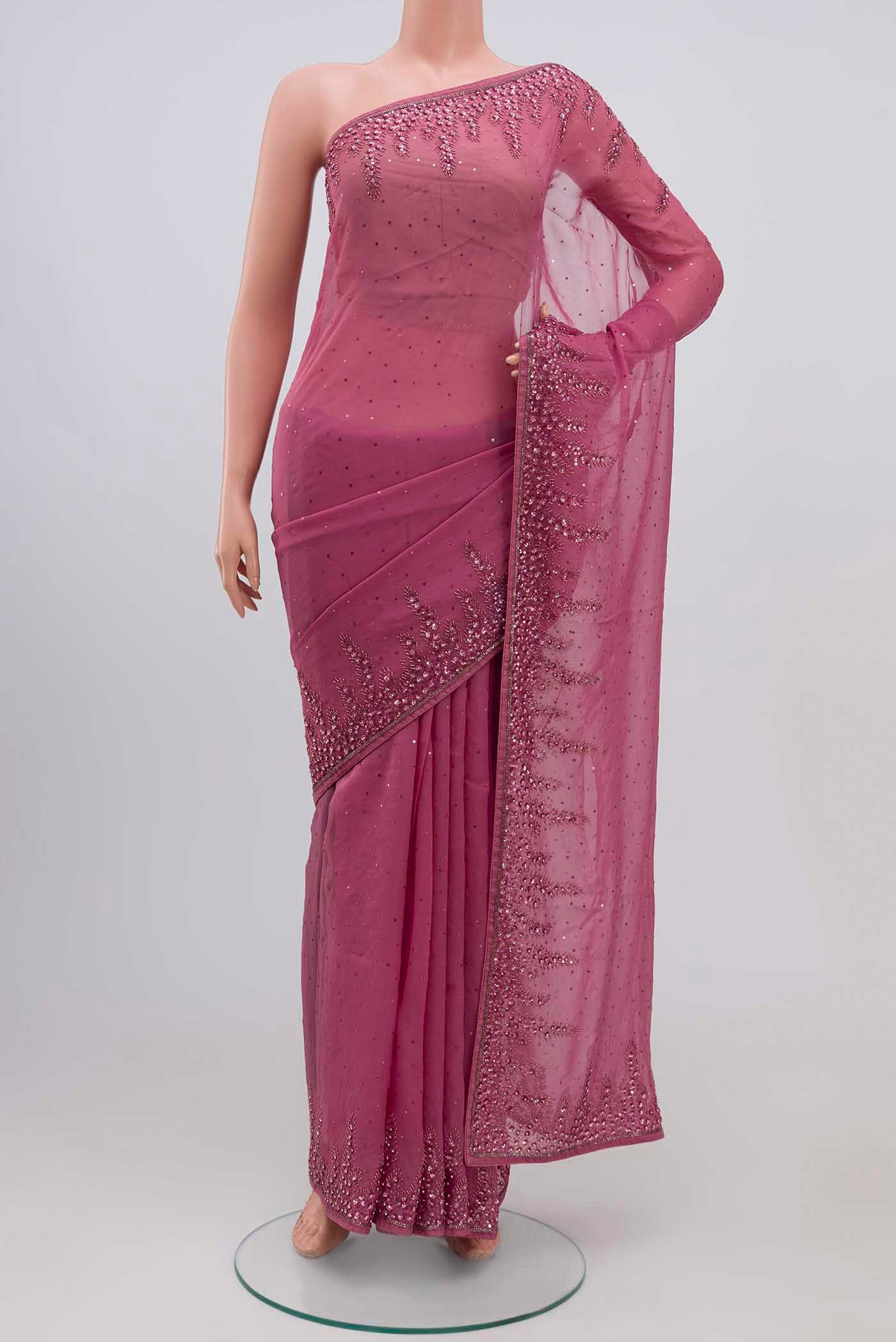 Mauve Blended Organza Silk Saree