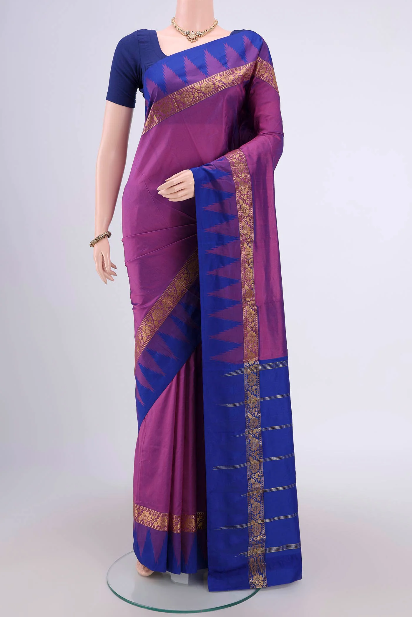 Magenta Blended Bangalore Silk Saree