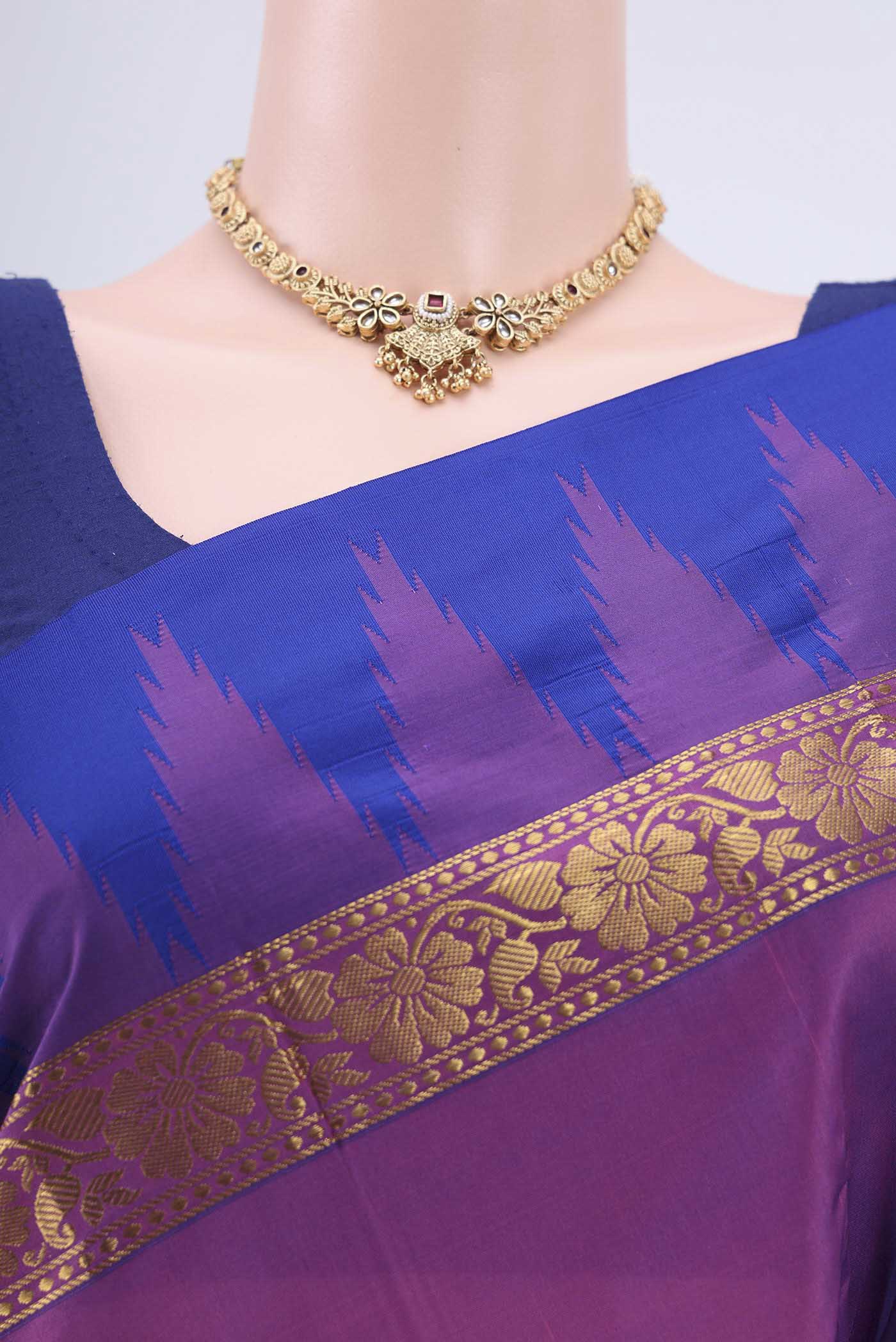 Magenta Blended Bangalore Silk Saree - Image 2