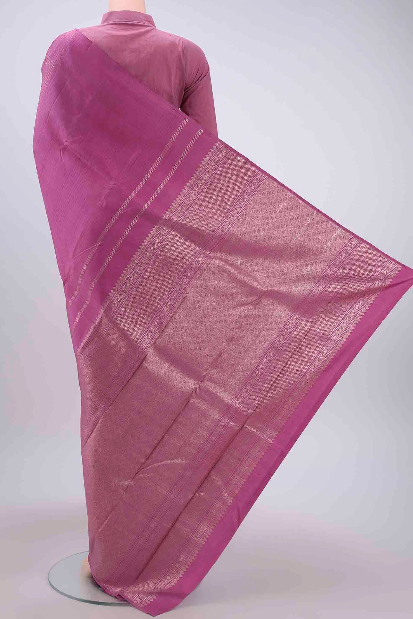Lavender Kanchipuram Silk Saree - Image 3