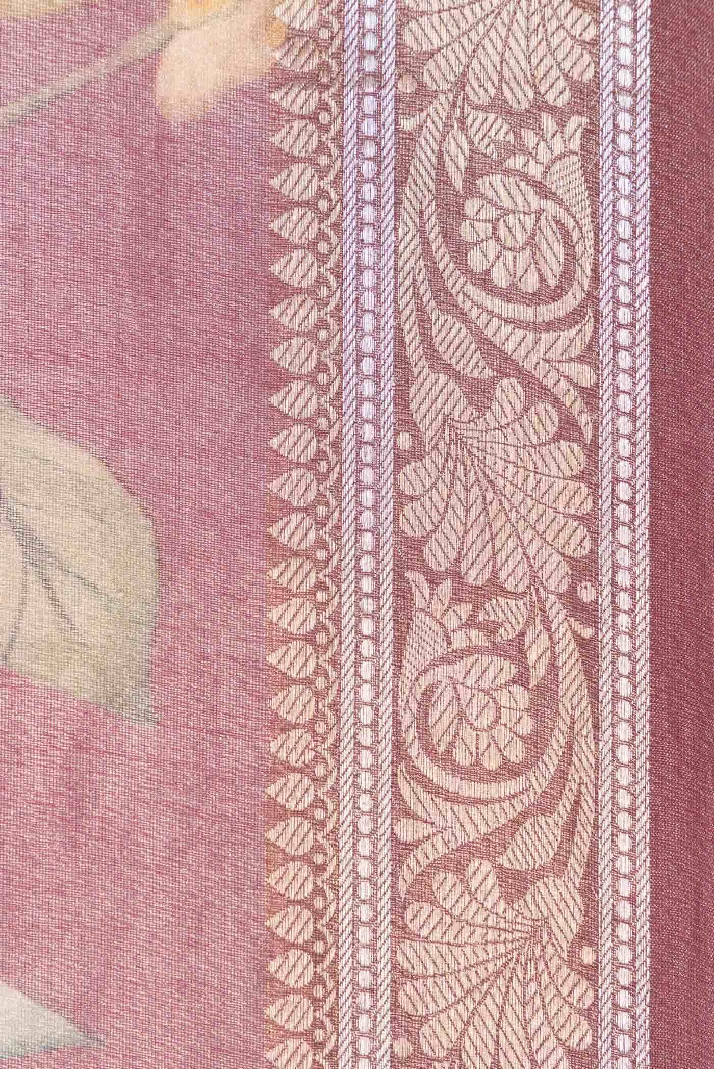 Mauve Dual Tone Organza Silk Saree - Image 3