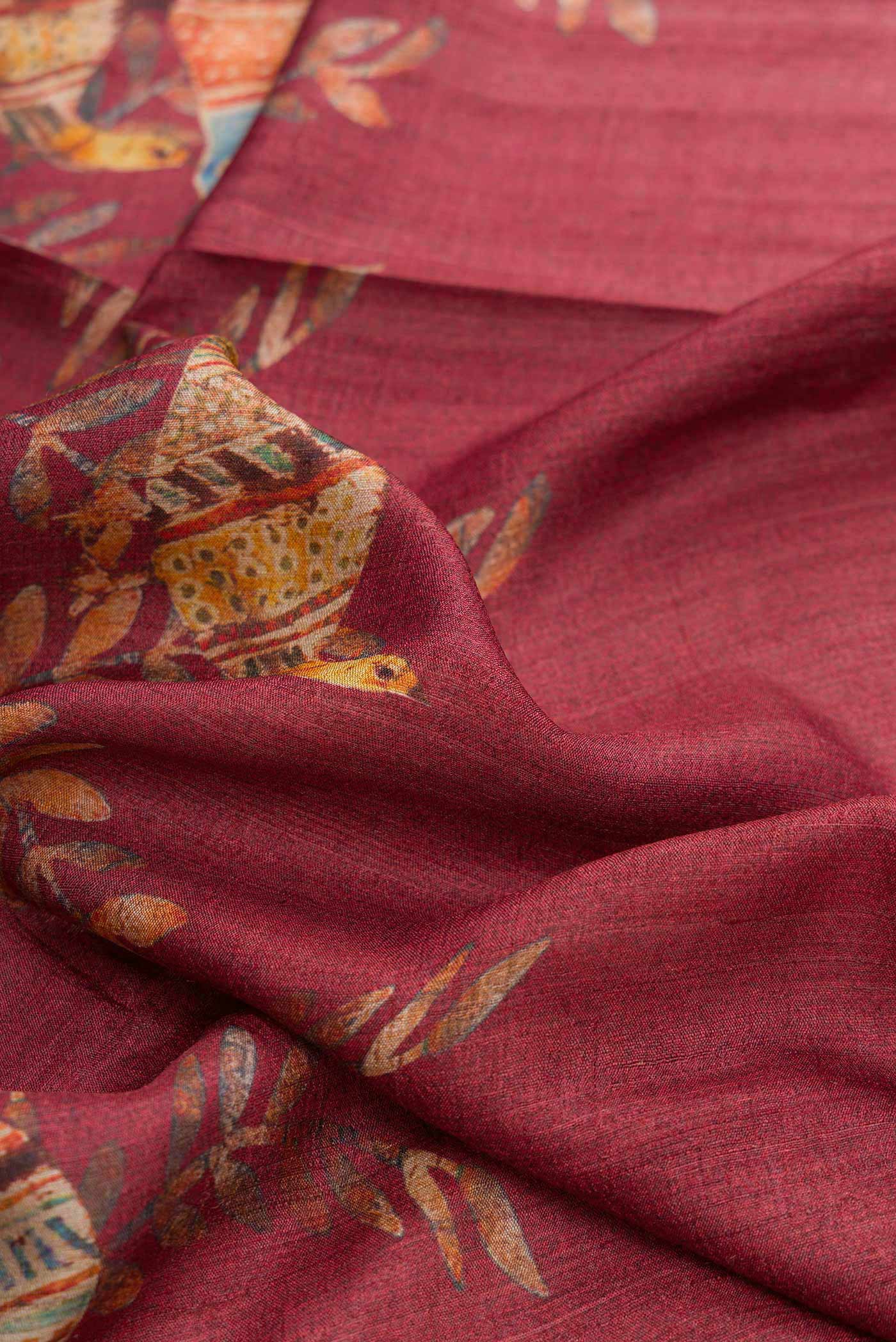 Mauve Dual Tone Tussar Silk Saree - Image 2