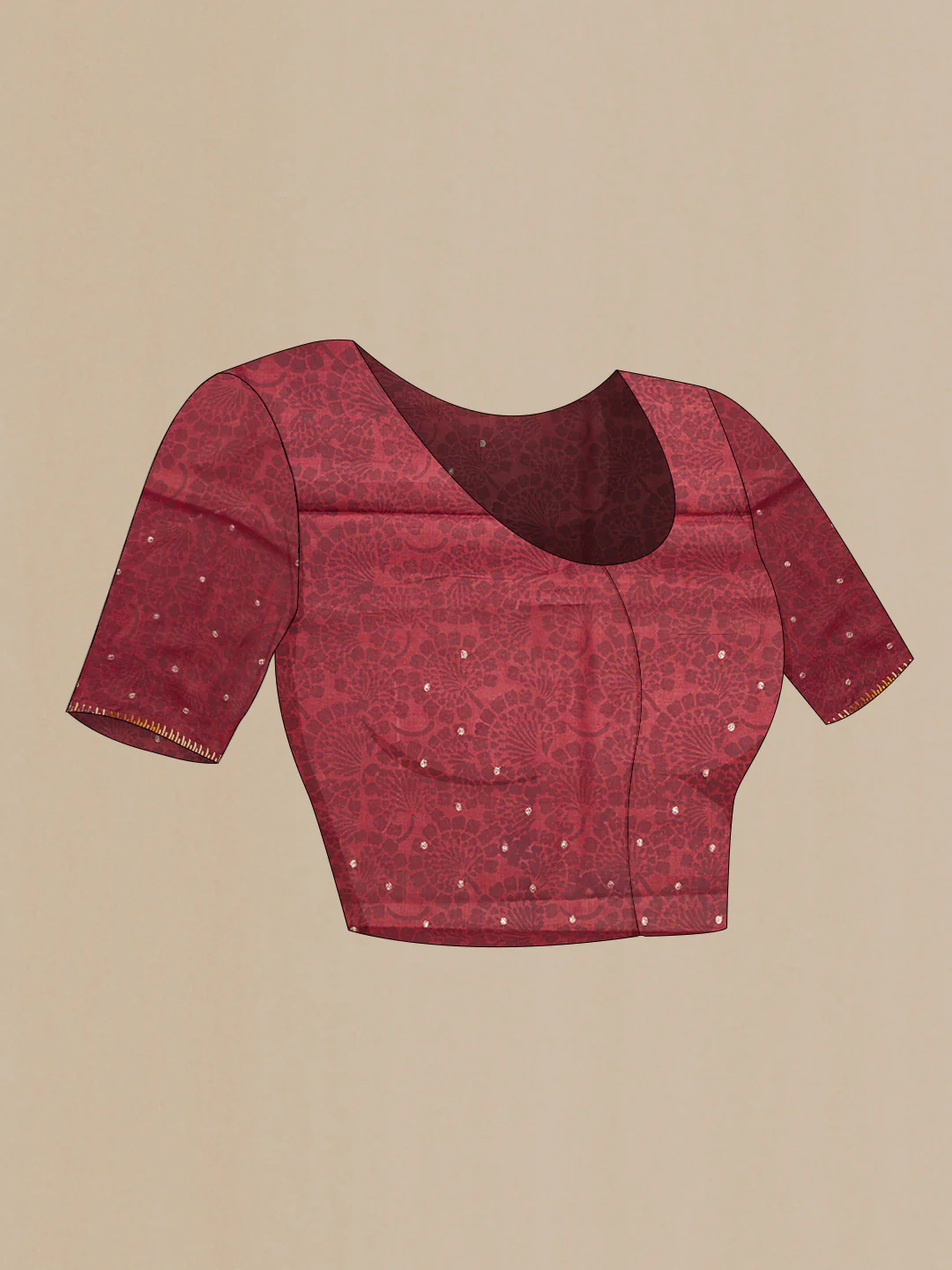 Maroon Tussar Silk Saree - Image 5