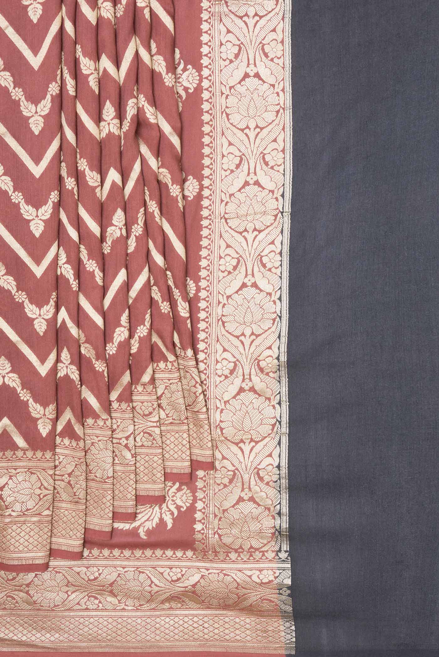 Mauve Dual Tone Tussar Silk Saree - Image 4