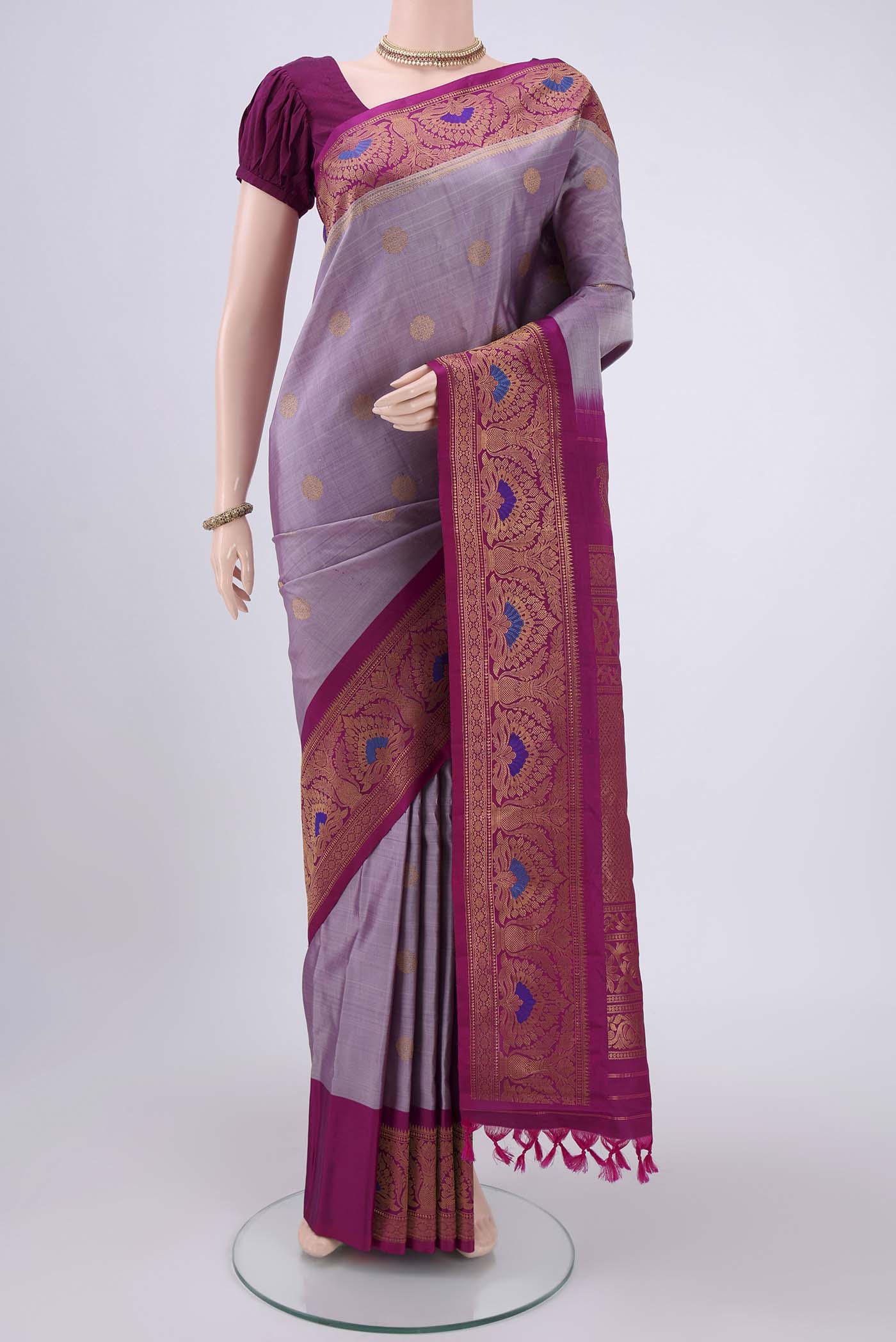 Lavender Gadwal Silk Saree