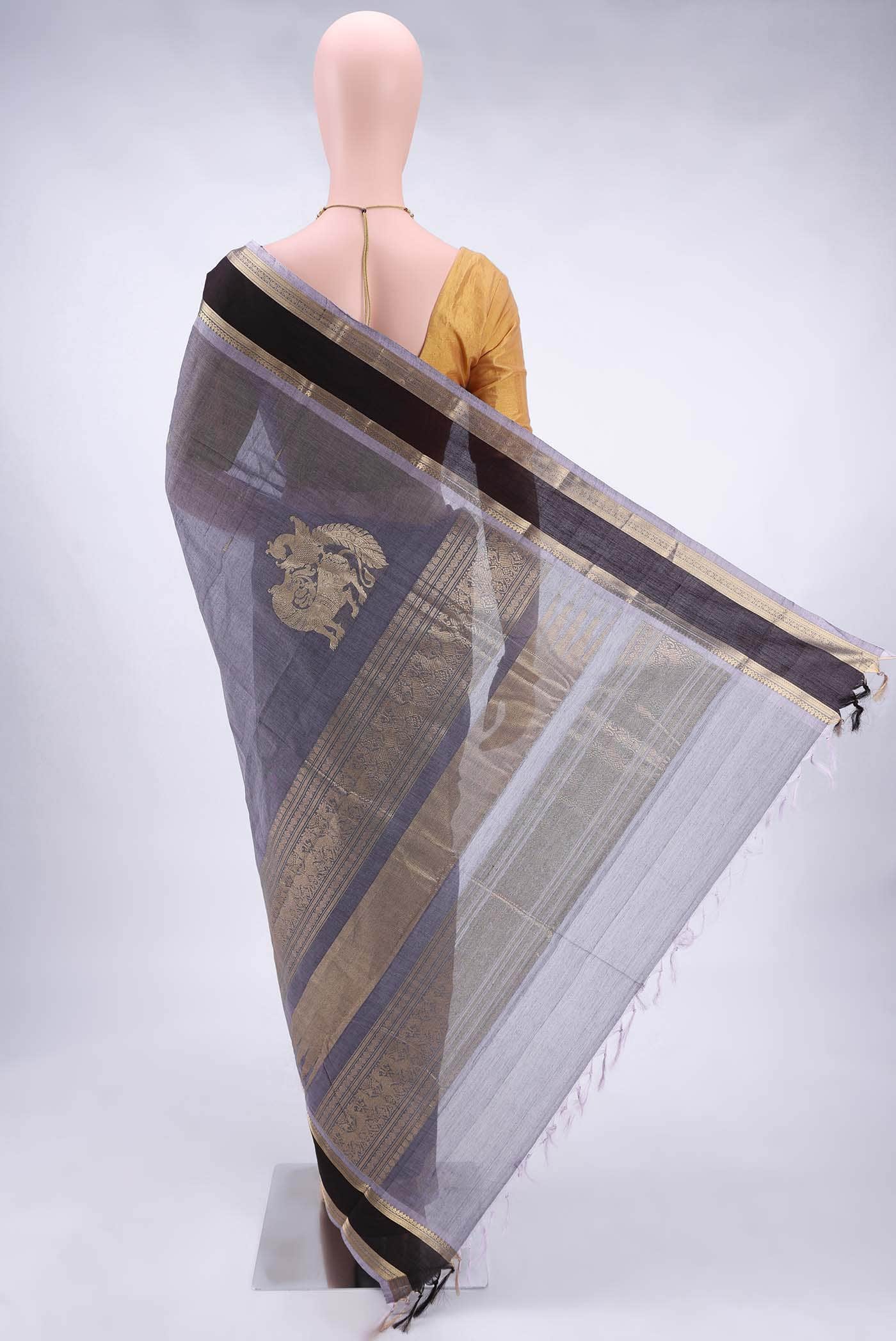 Mauve Kanchi Cotton Saree - Image 2