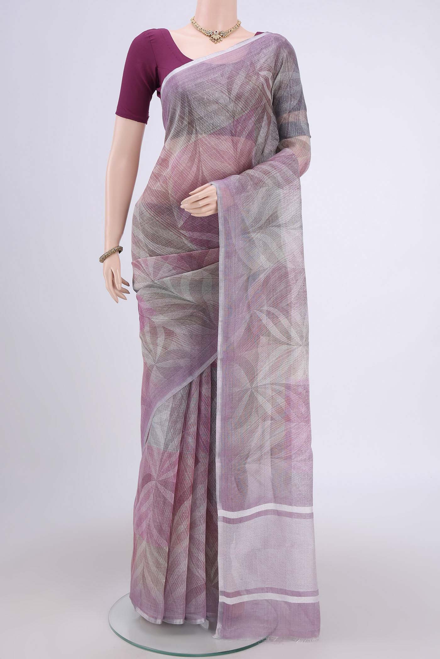 Lavender Linen Saree