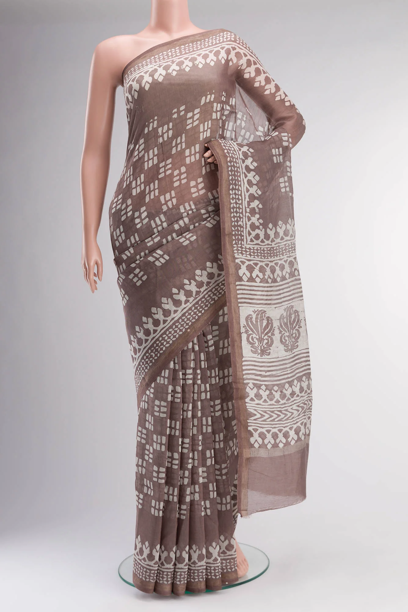 Mauve Maheshwari Silk Cotton Saree