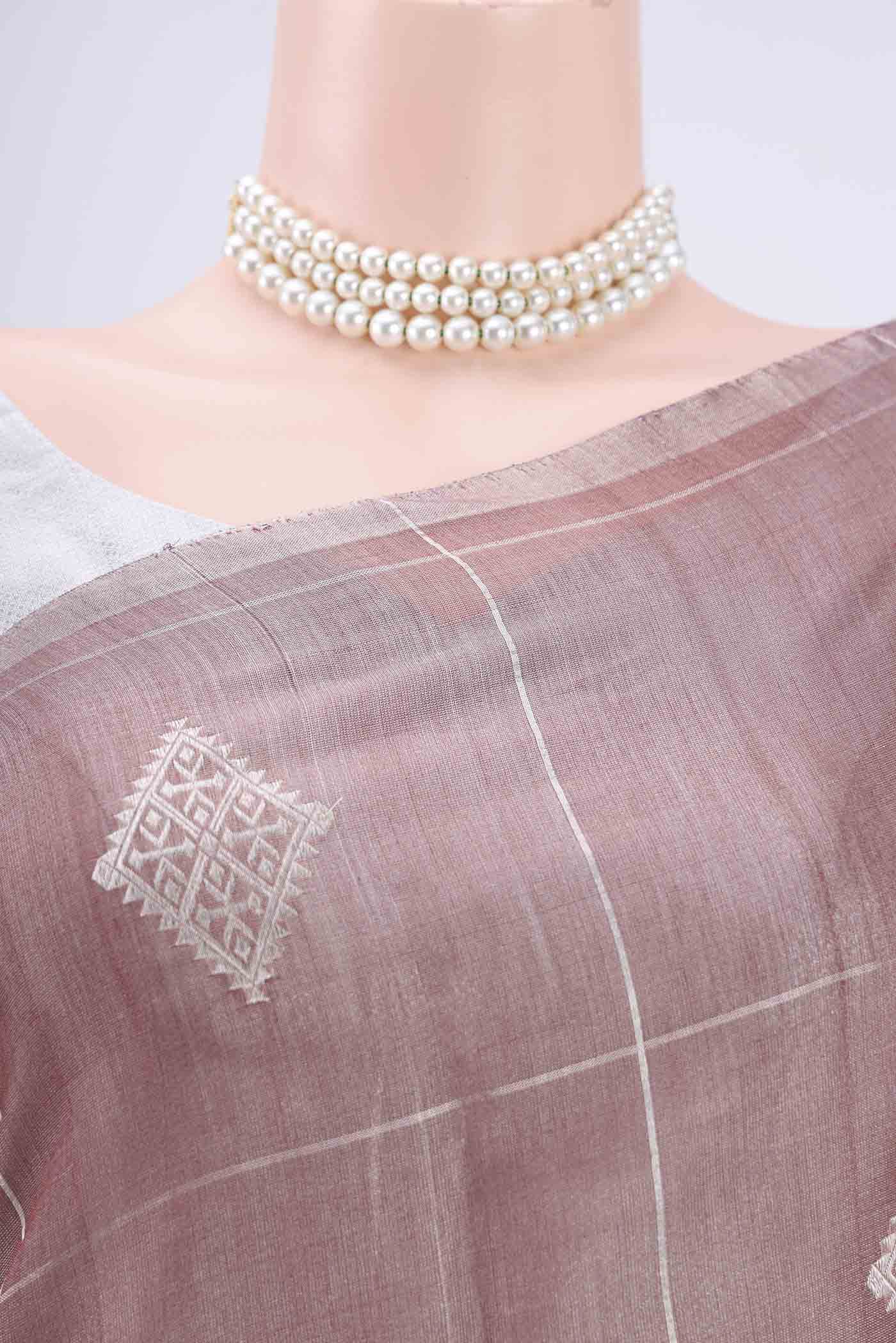 Mauve MP Tussar Saree - Image 2