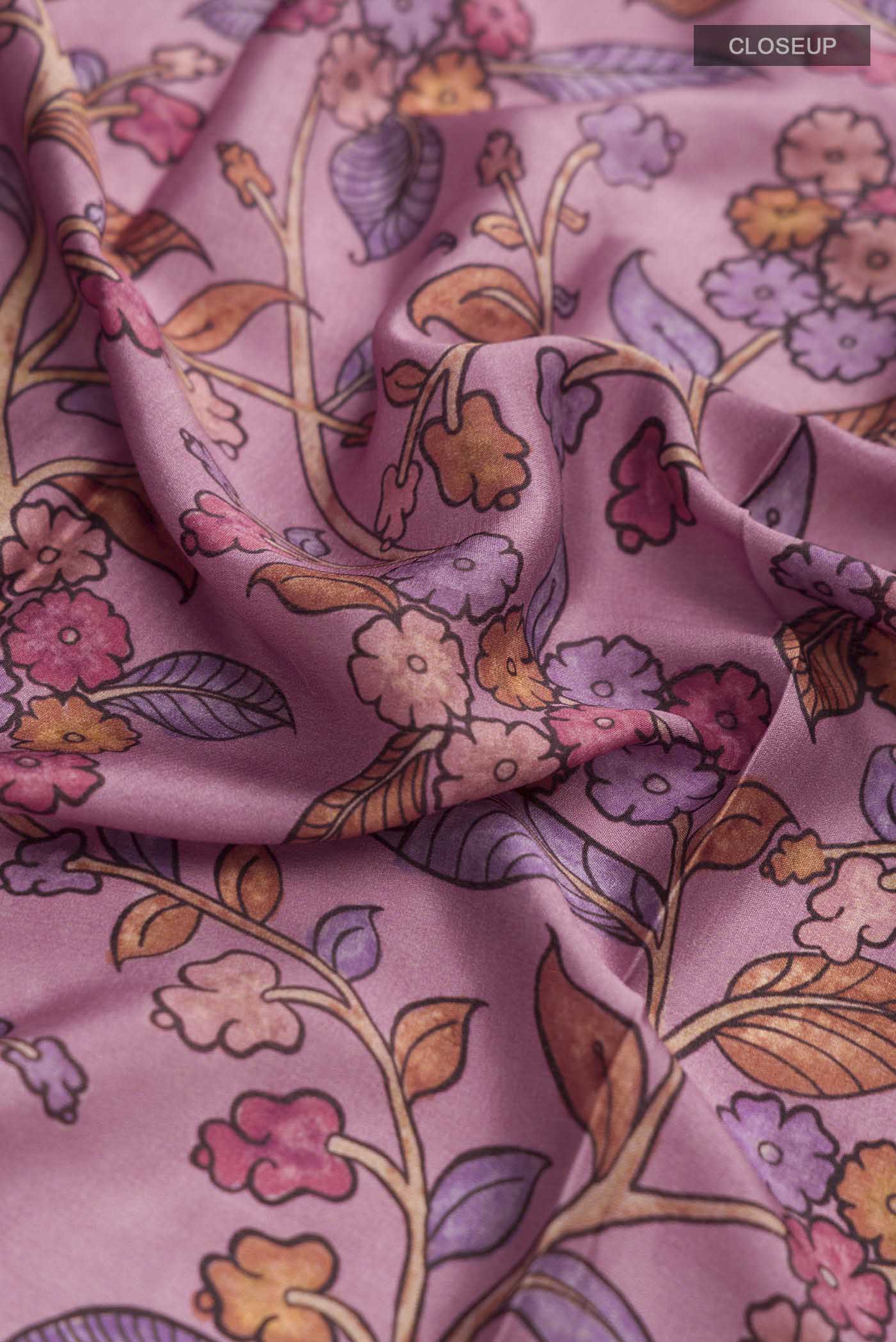 Mauve Mysore Crepe Saree - Image 2
