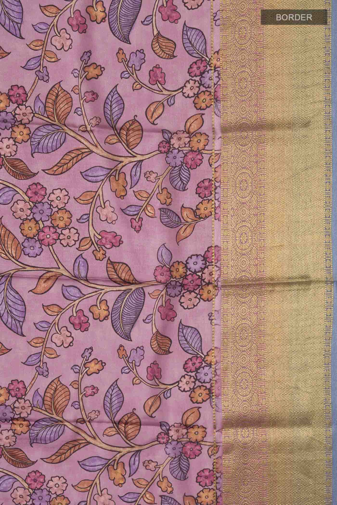 Mauve Mysore Crepe Saree - Image 3