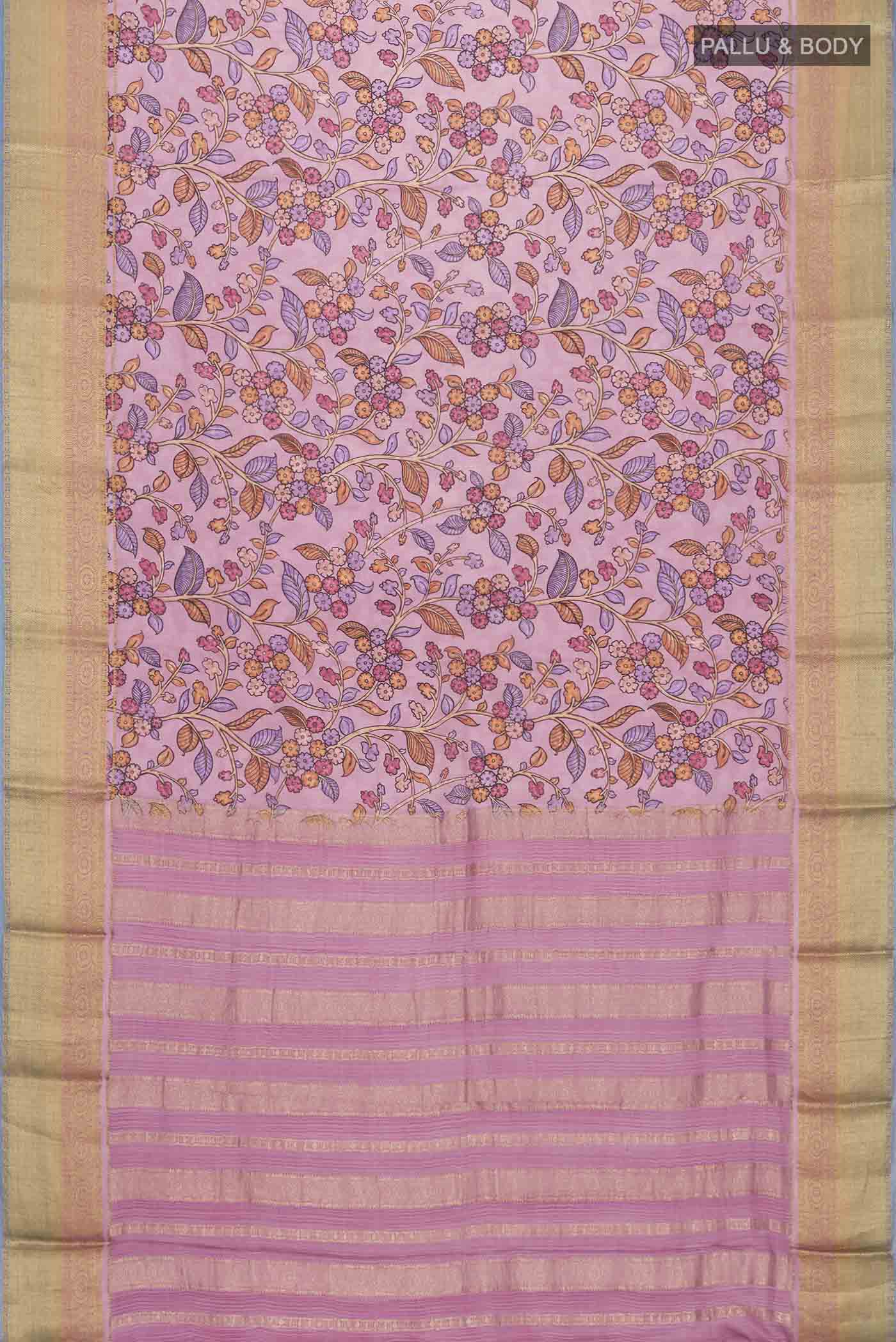 Mauve Mysore Crepe Saree - Image 6