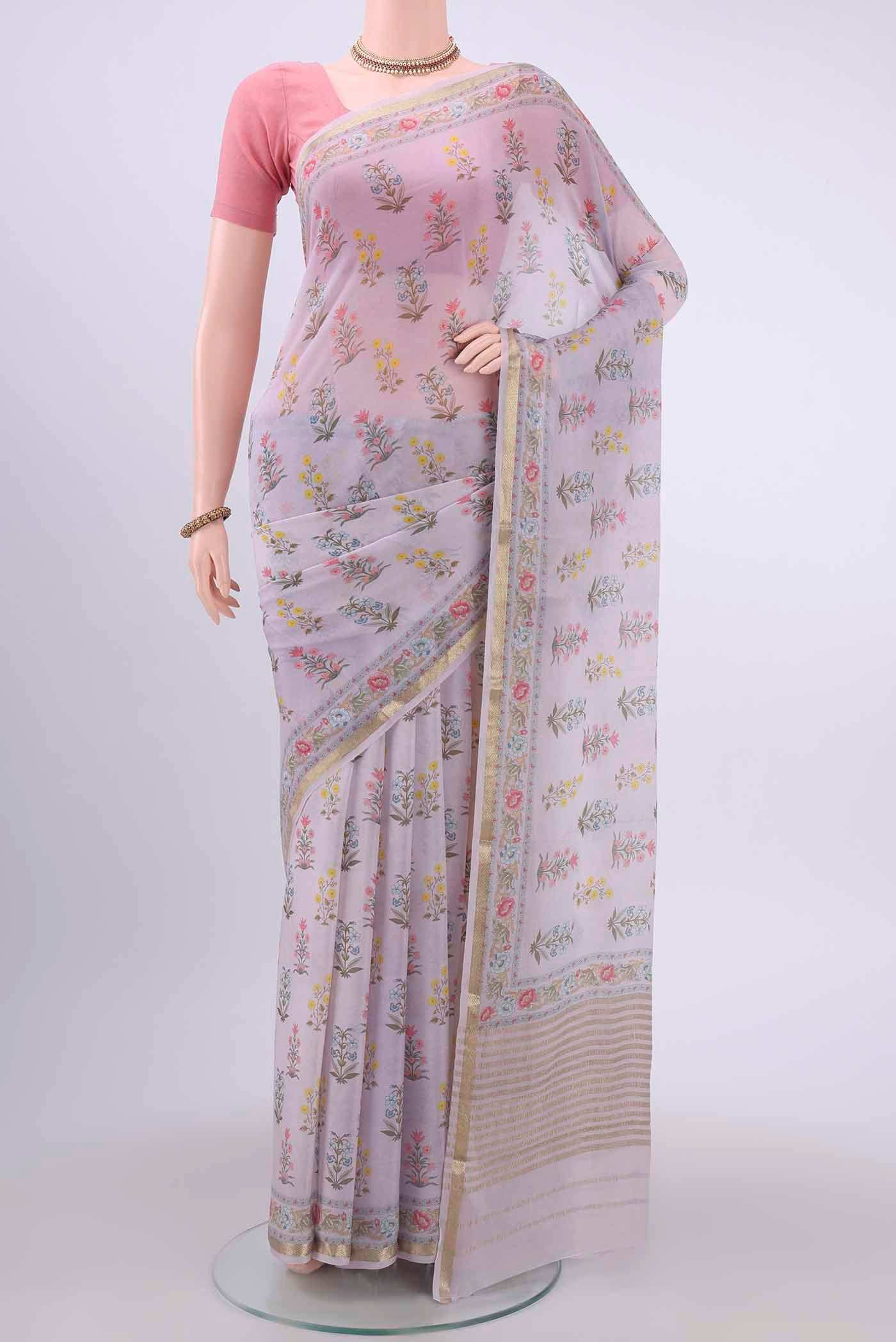 Lavender Mysore Georgette Saree